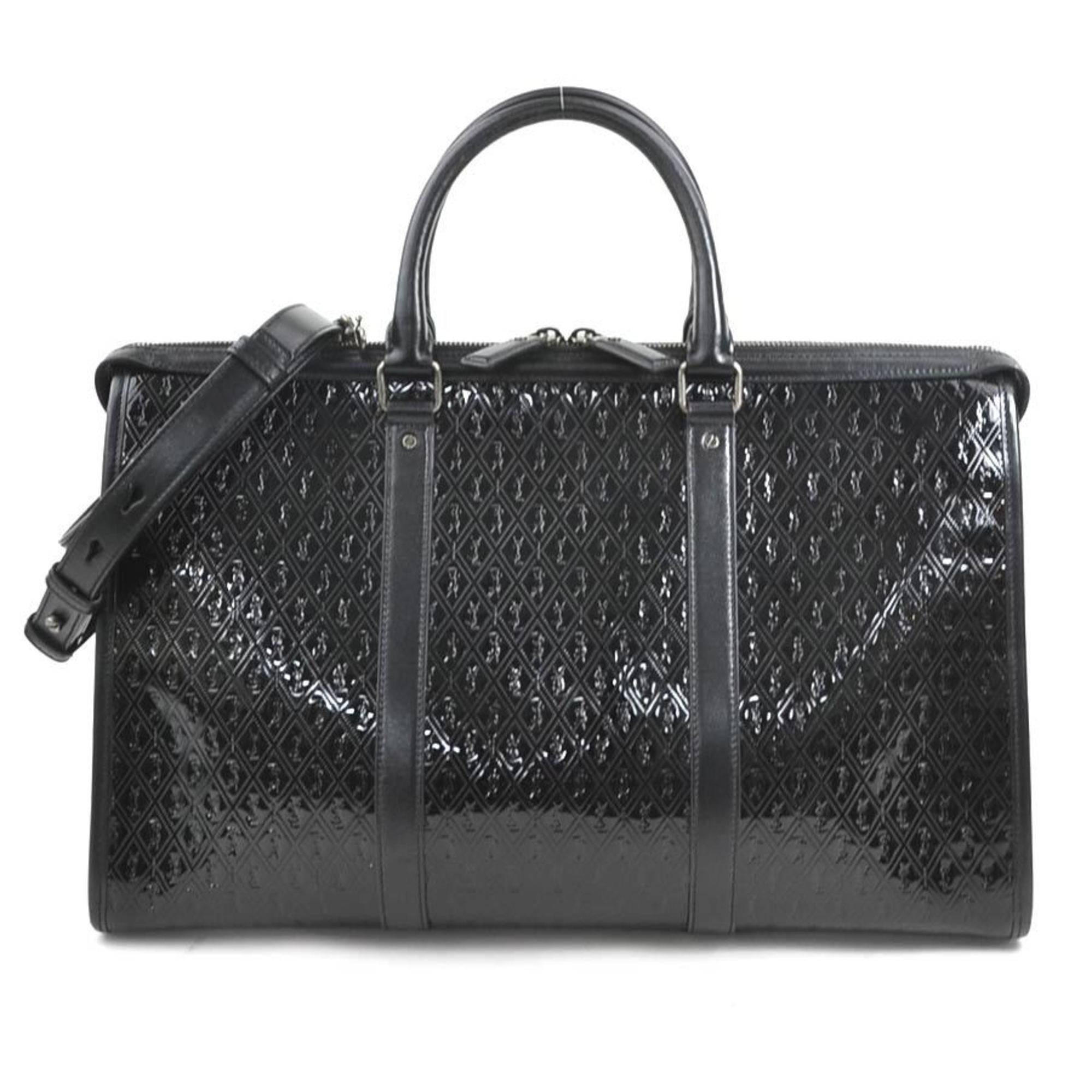 Saint Laurent Black Patent Leather Boston Bag Handbag (Pre-Owned)