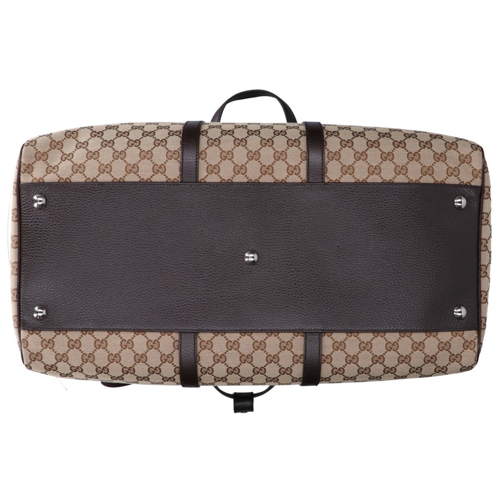 Gucci Beige Dark Brown Gg Canvas Boston Bag (Pre-Owned)