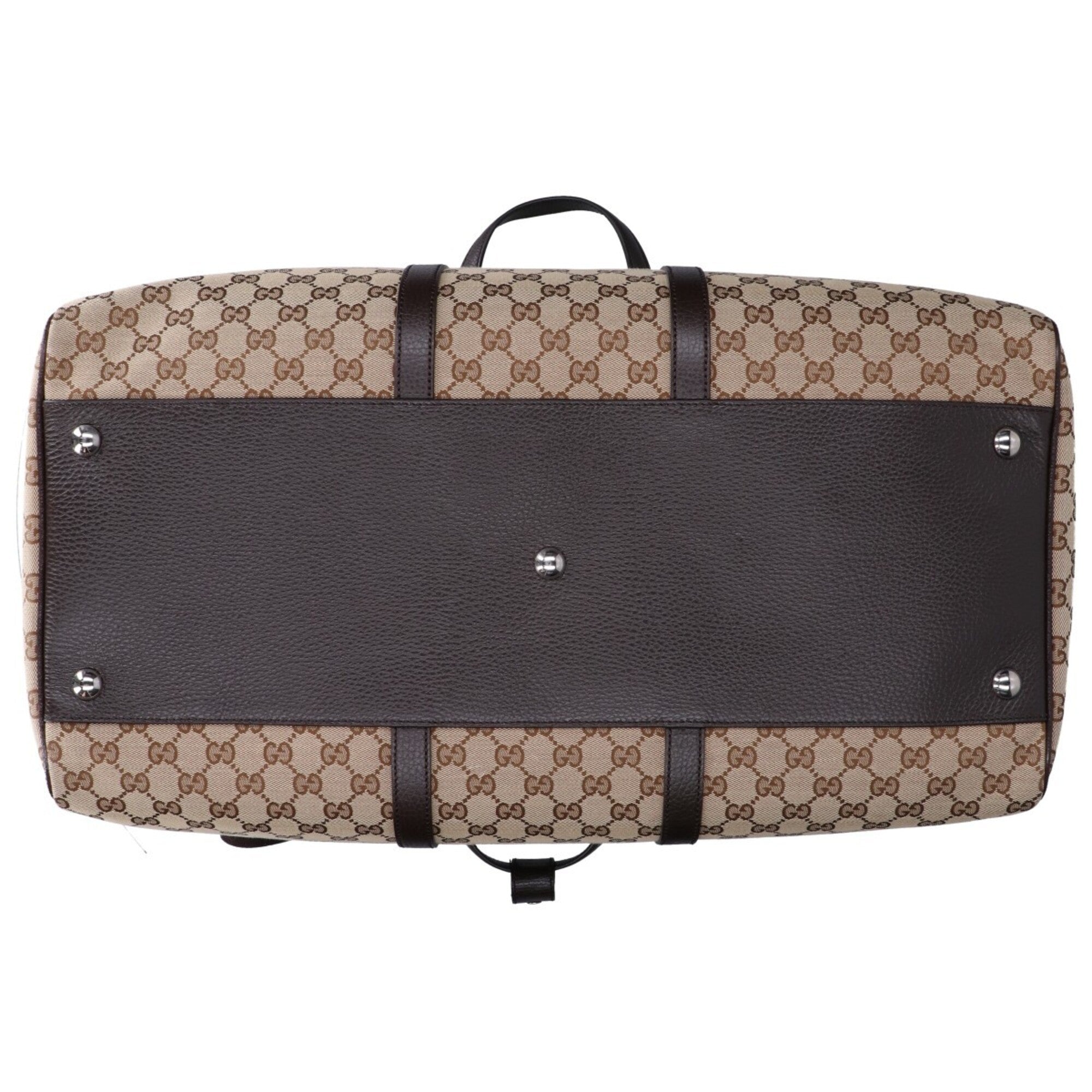 Gucci Beige Dark Brown Gg Canvas Boston Bag (Pre-Owned)