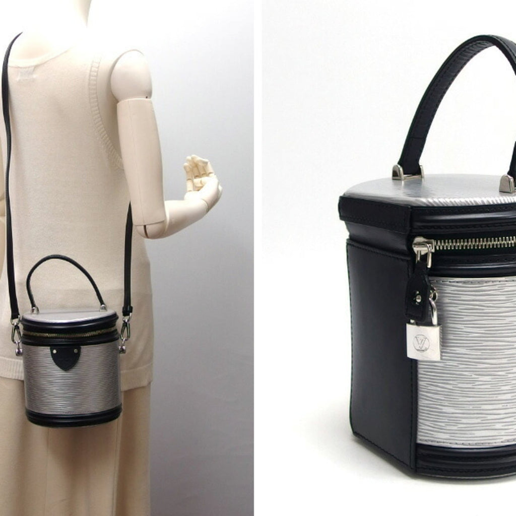 Louis Vuitton Noir Silver Epi Leather Leather Handbag Shoulder Bag Vanity Bag