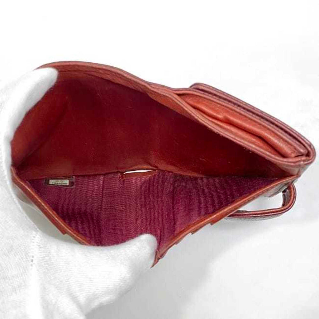 Chanel Red Color Grained Calfskin Leather Wallet (Bi-Fold)