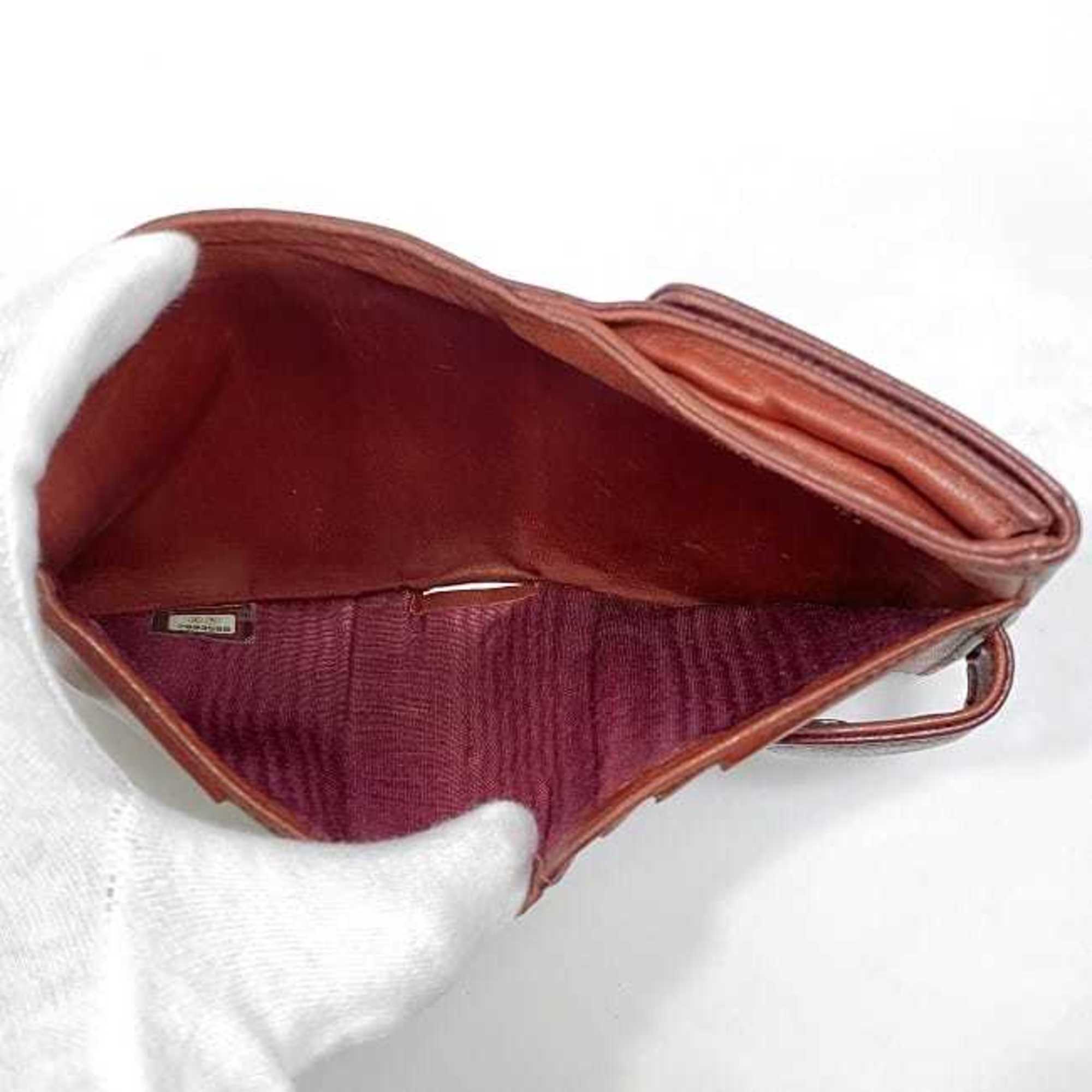 Chanel Red Color Grained Calfskin Leather Wallet (Bi-Fold)