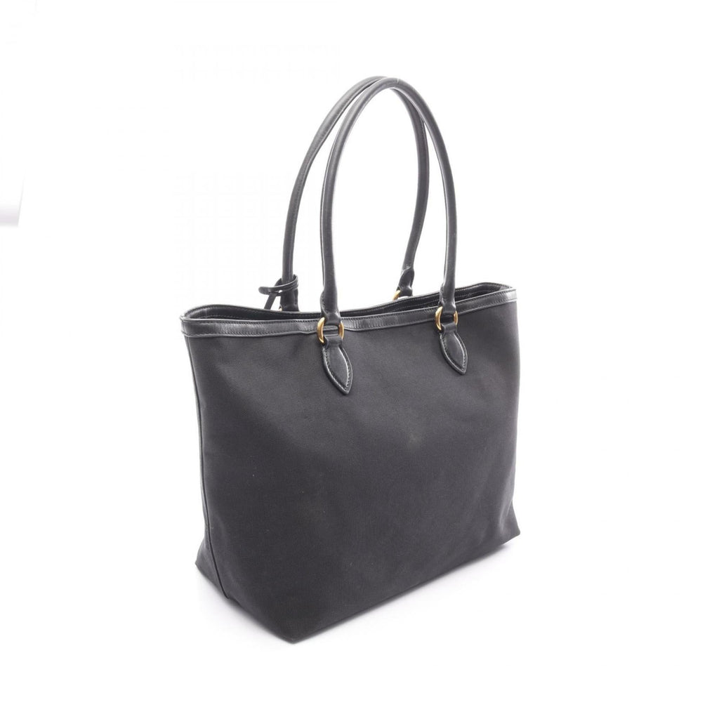 Prada Black Canvas Leather Tote Bag