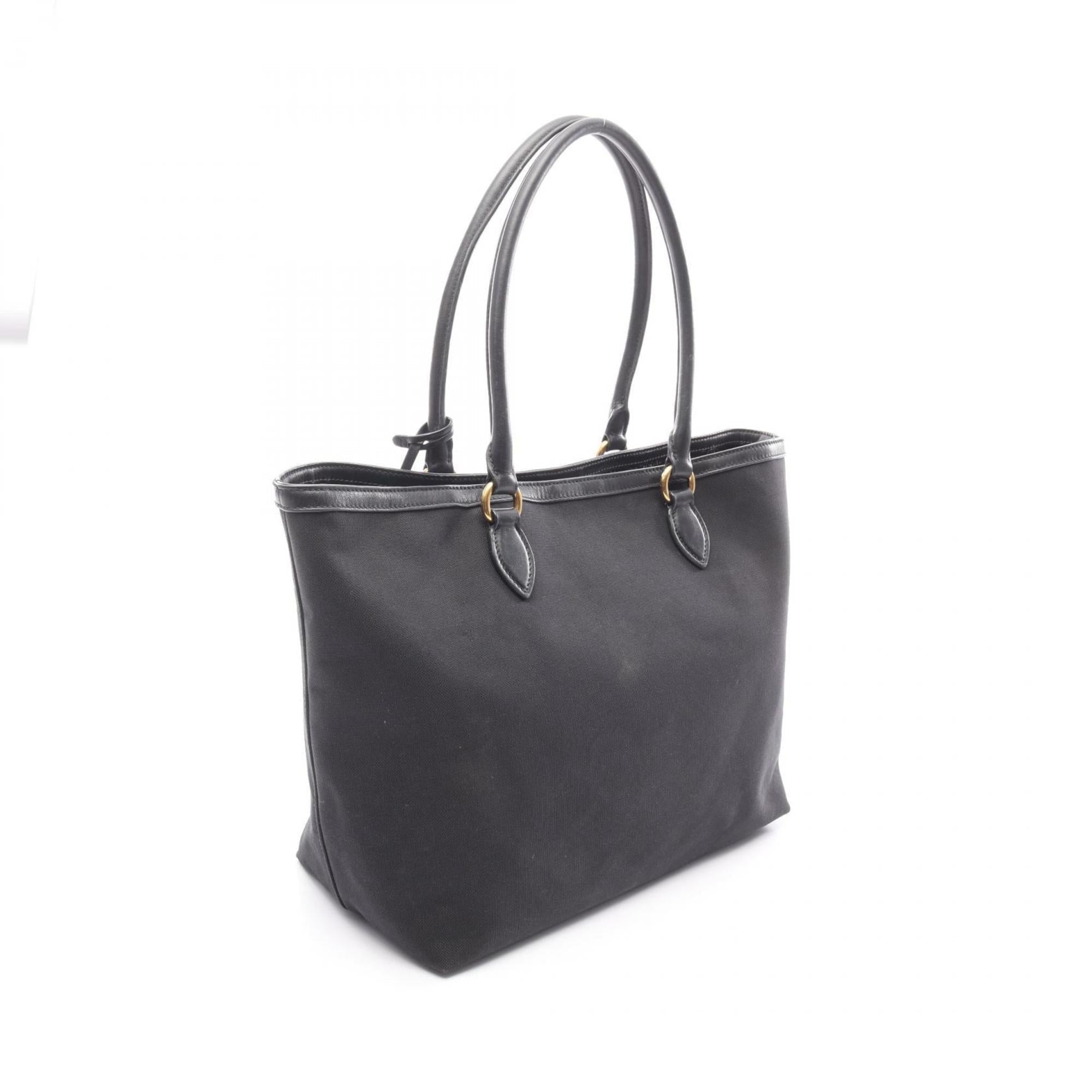 Prada Black Canvas Leather Tote Bag