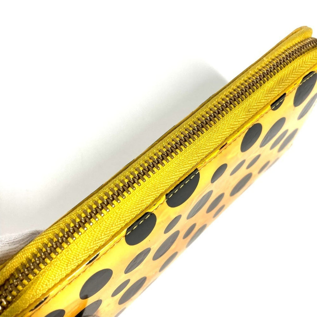 Louis Vuitton Dot Infinity (Yayoi Kusama) Black Yellow Patent Leather Long Wallet
