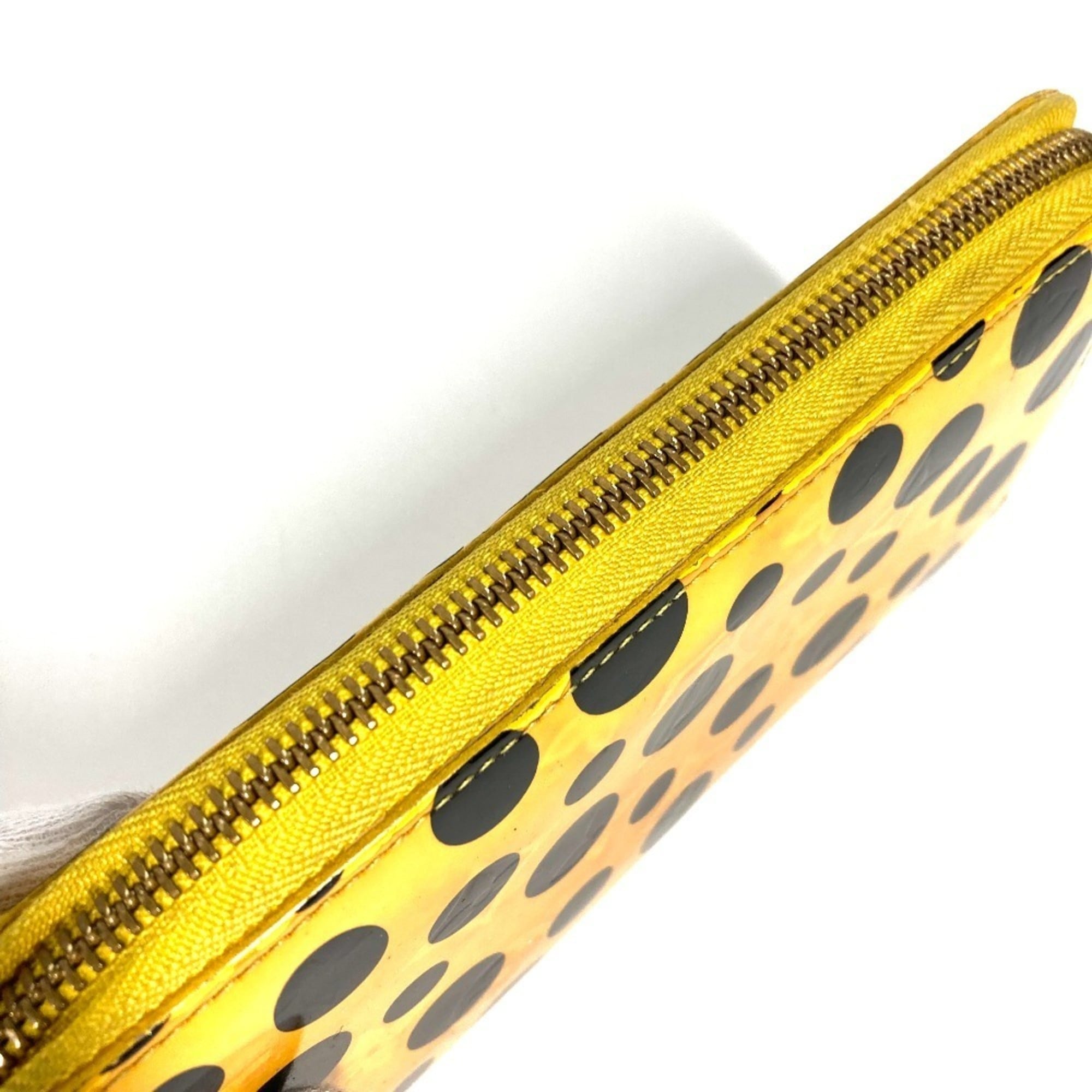Louis Vuitton Dot Infinity (Yayoi Kusama) Black Yellow Patent Leather Long Wallet