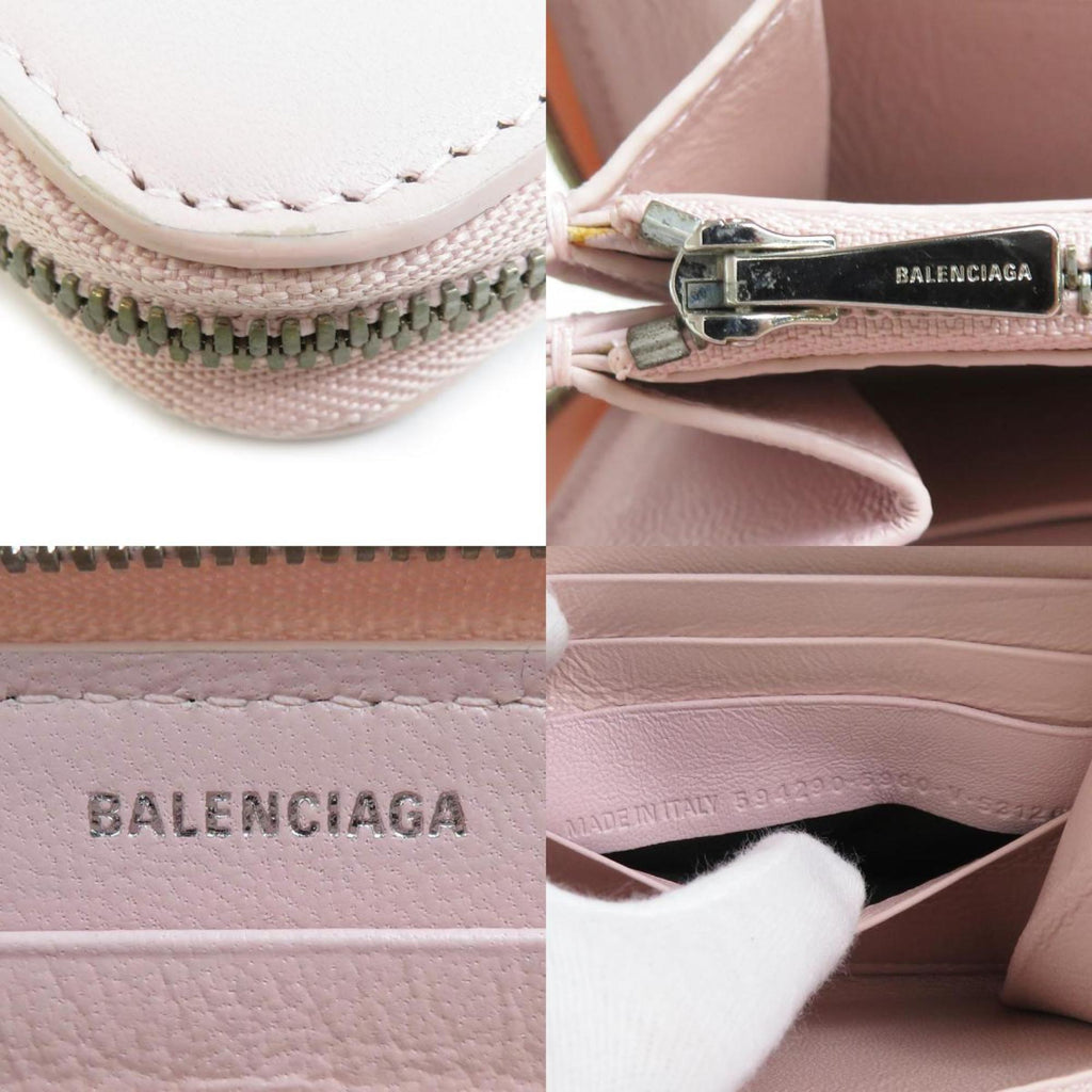 Balenciaga Light Pink Leather Long Wallet (Bi-Fold)