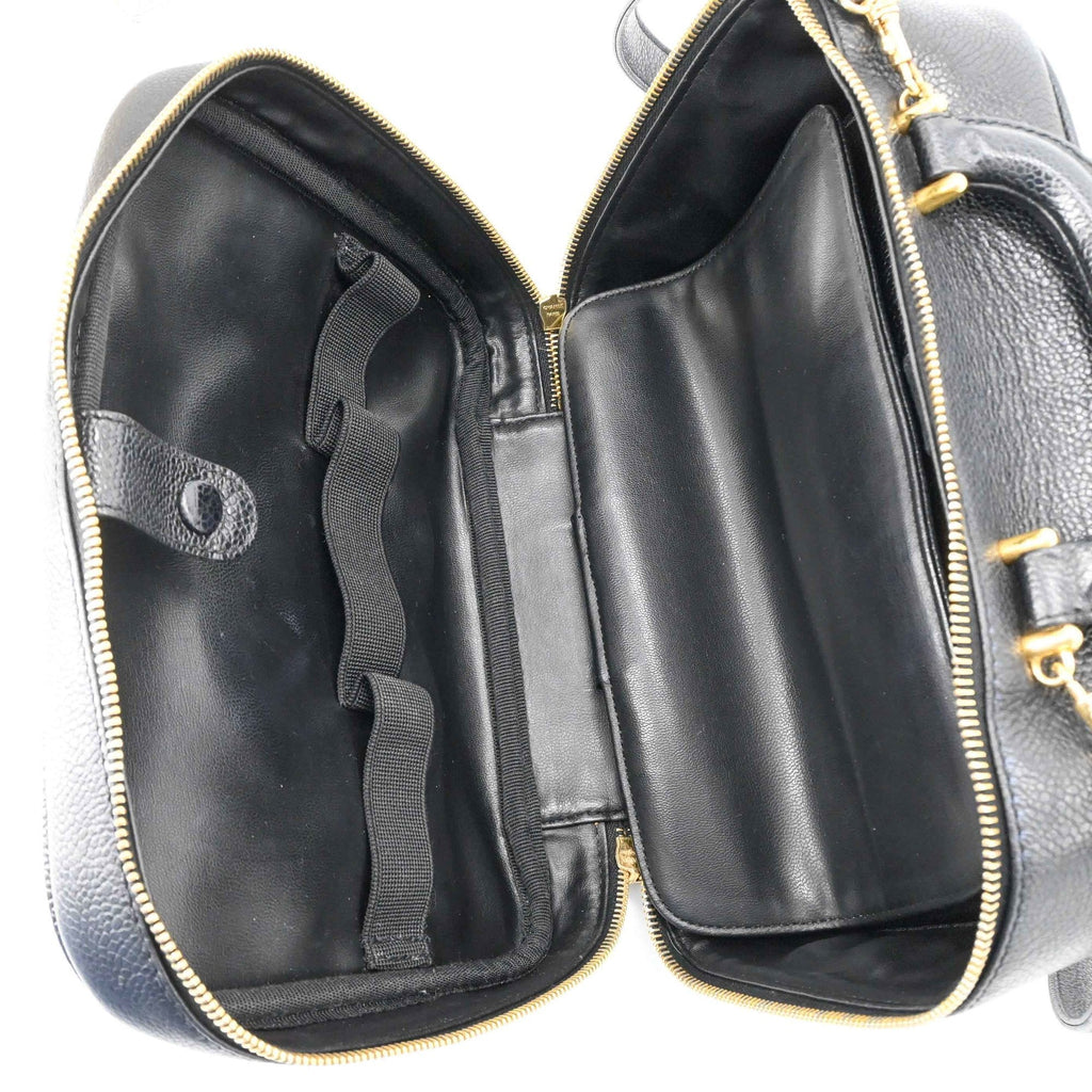 Chanel Black Leather Handbag Vanity Bag