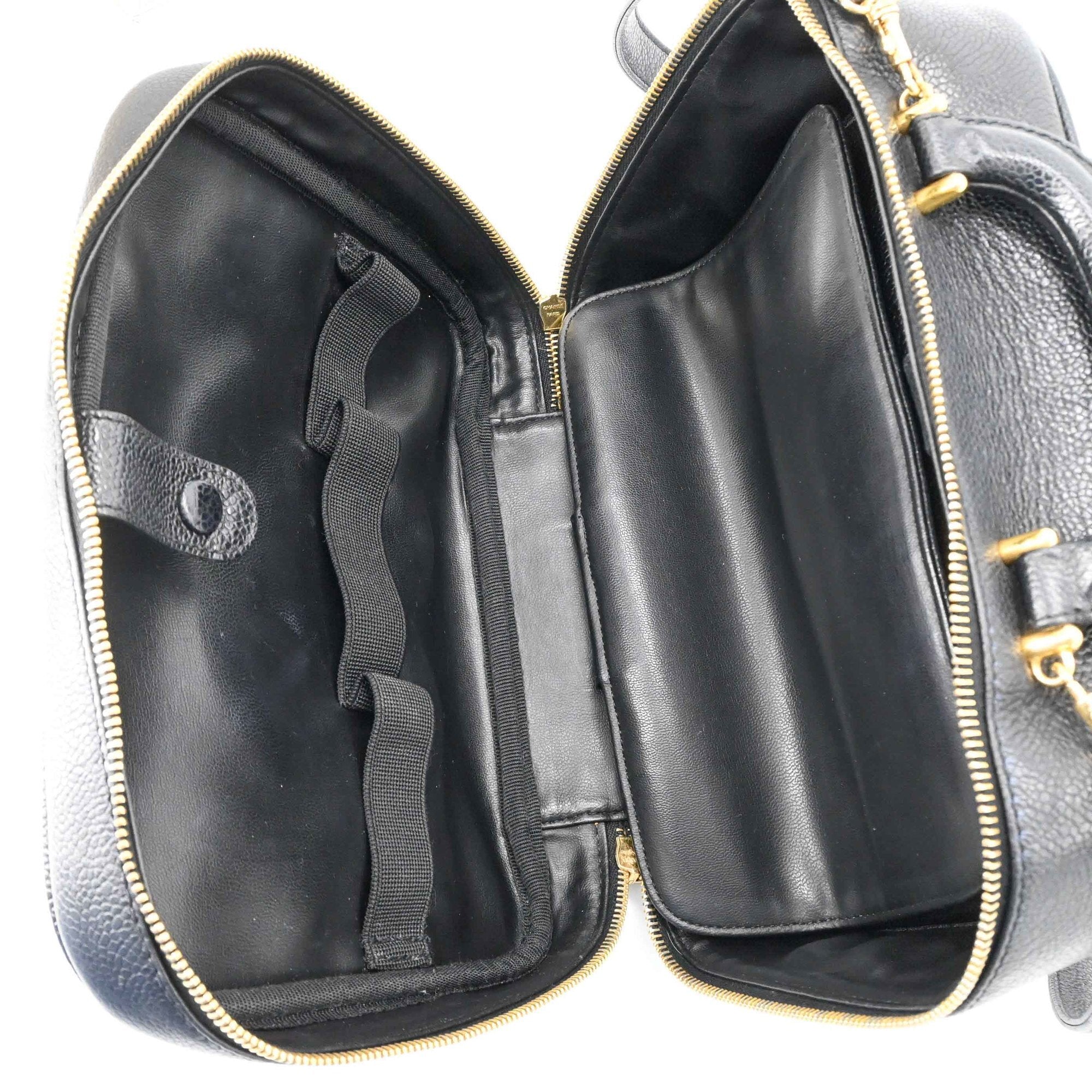 Chanel Black Leather Handbag Vanity Bag