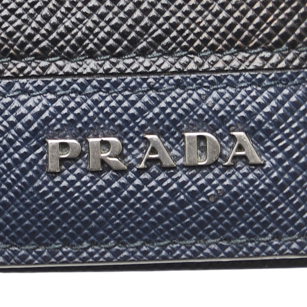 Prada Black Navy Leather Wallet (Bi-Fold)