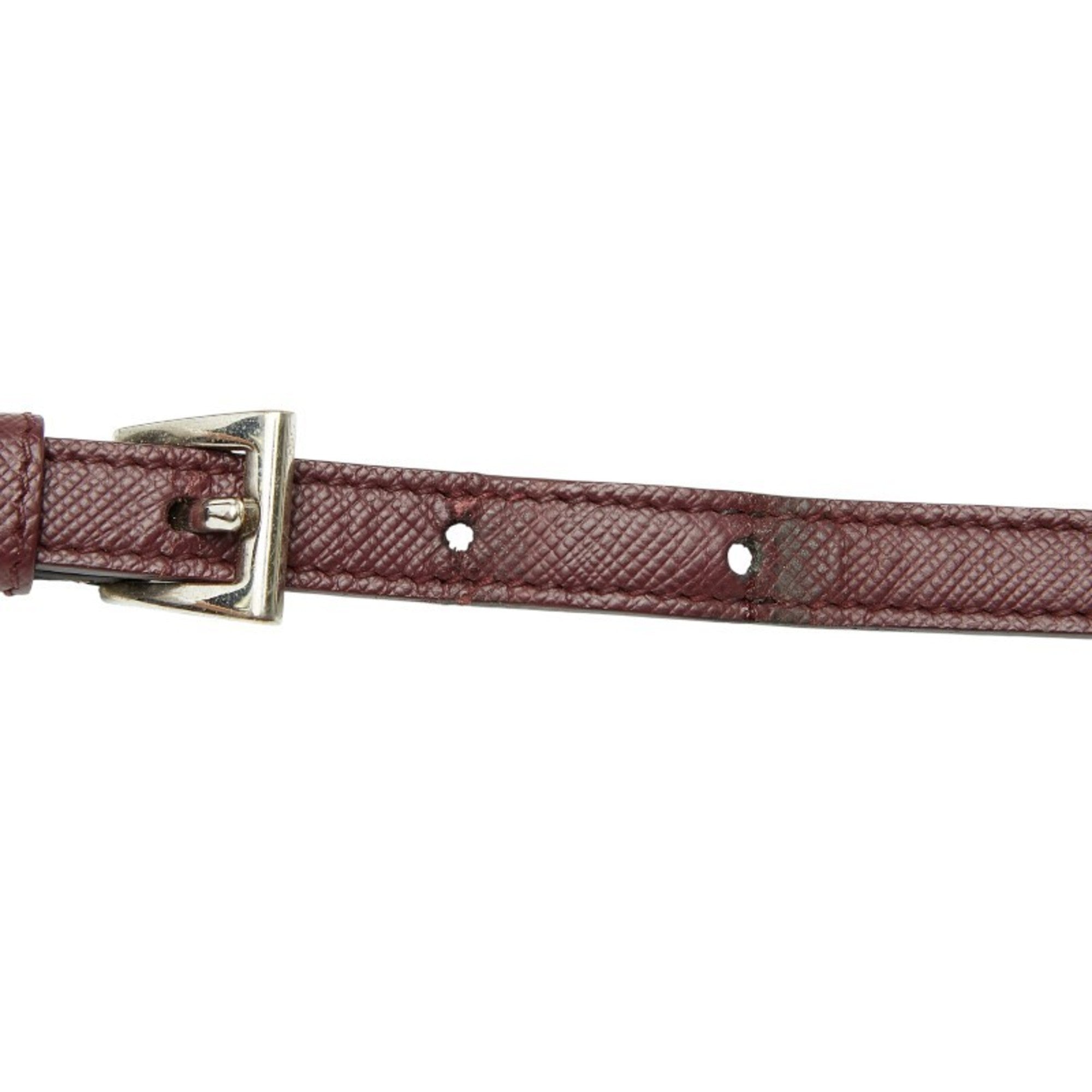 Prada Saffiano Bordeaux Wine Leather Handbag Shoulder Bag