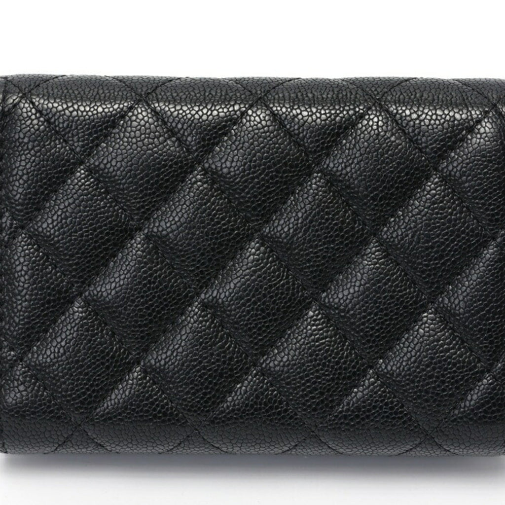 Chanel Black Grained Calfskin Wallet (Tri-Fold)
