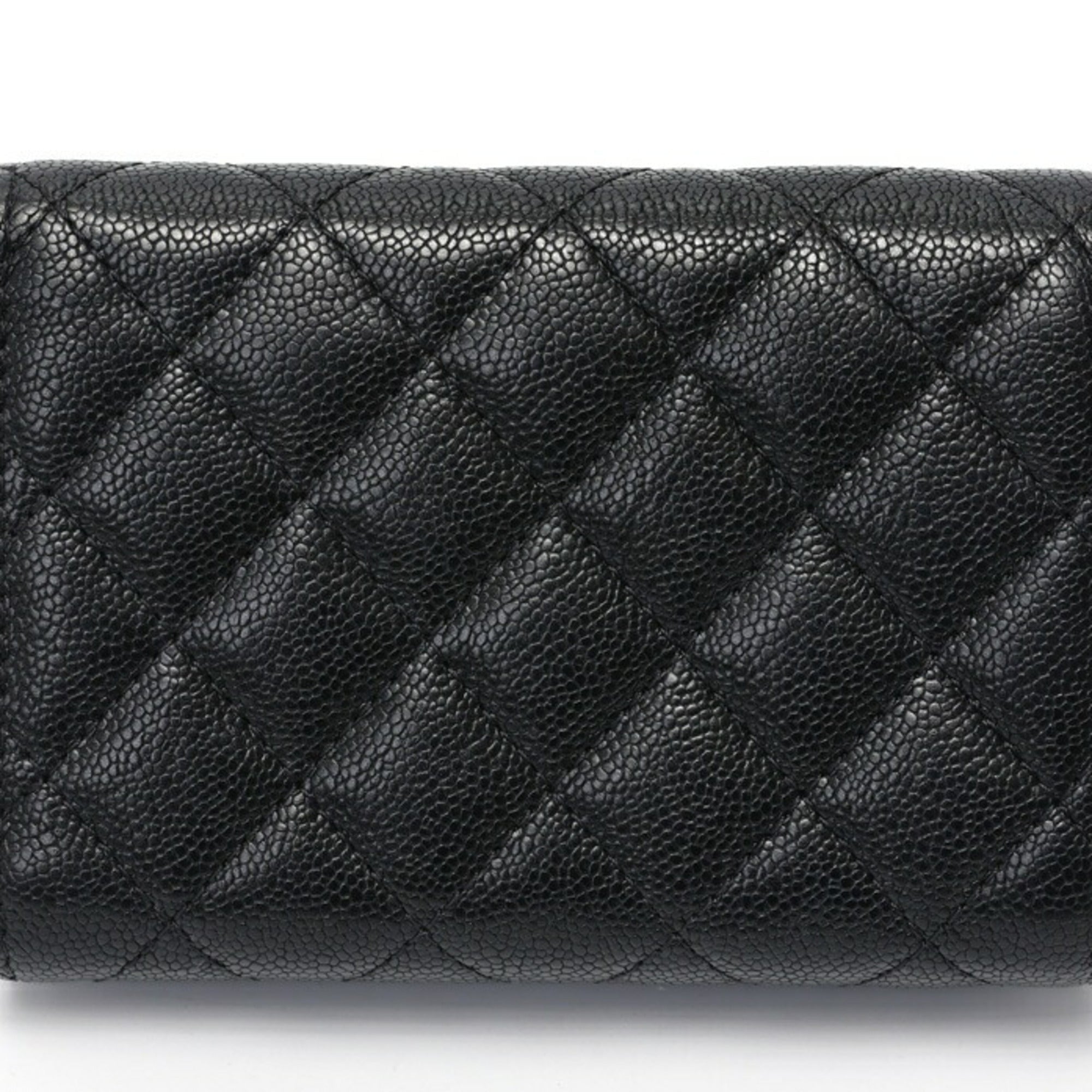 Chanel Black Grained Calfskin Wallet (Tri-Fold)