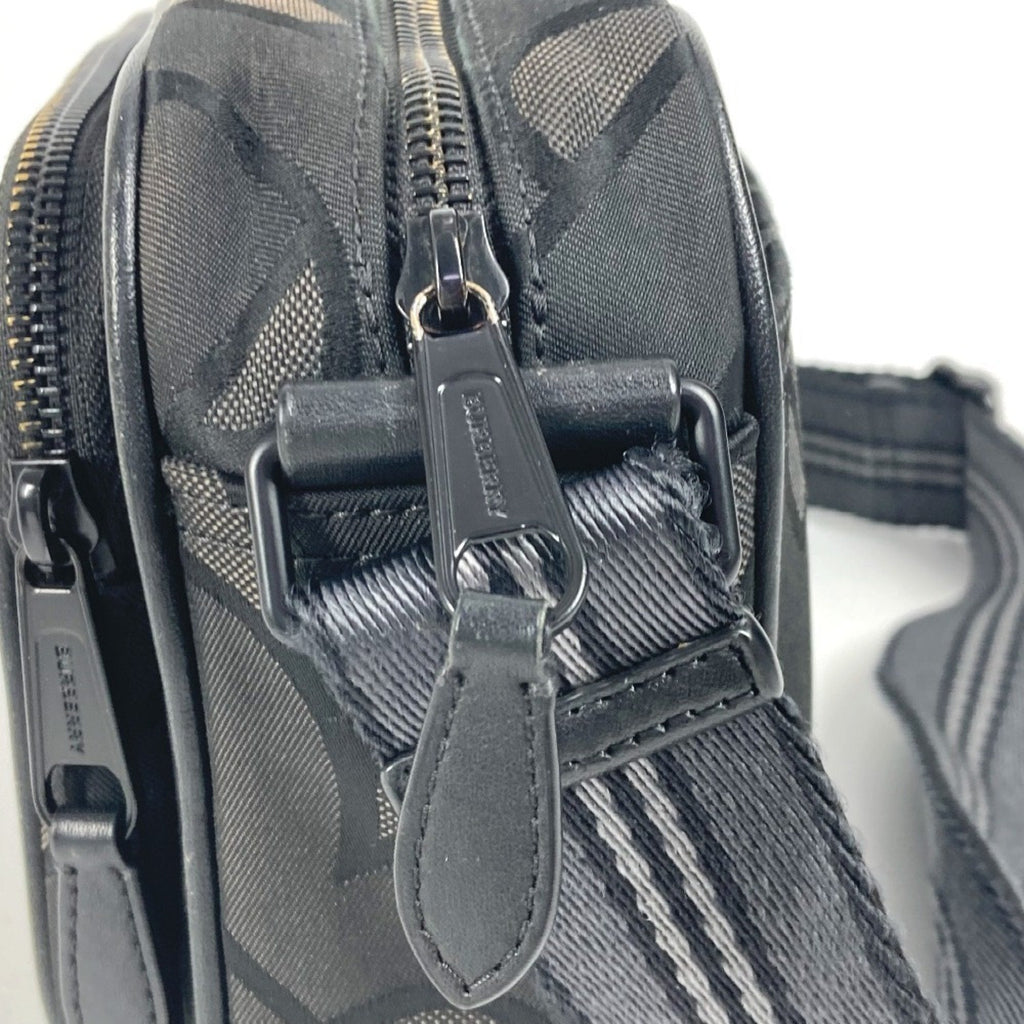 Burberry Black Gray Nylon Canvas Pochette Shoulder Bag