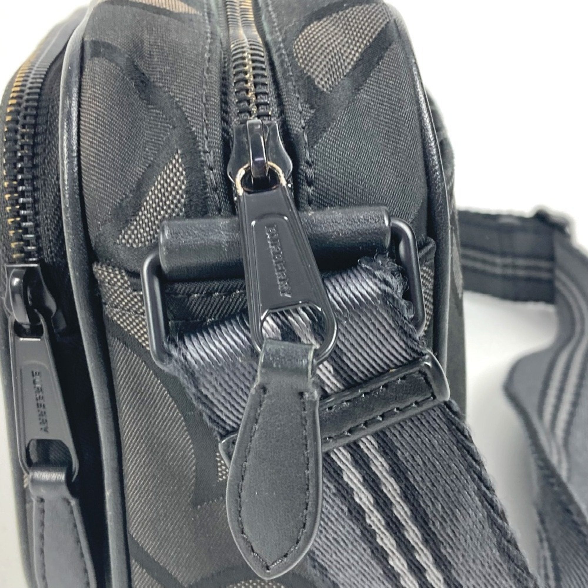 Burberry Black Gray Nylon Canvas Pochette Shoulder Bag