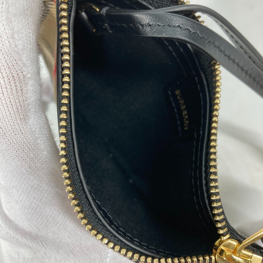 Burberry Beige Leather Canvas Coin Purse/Coin Case