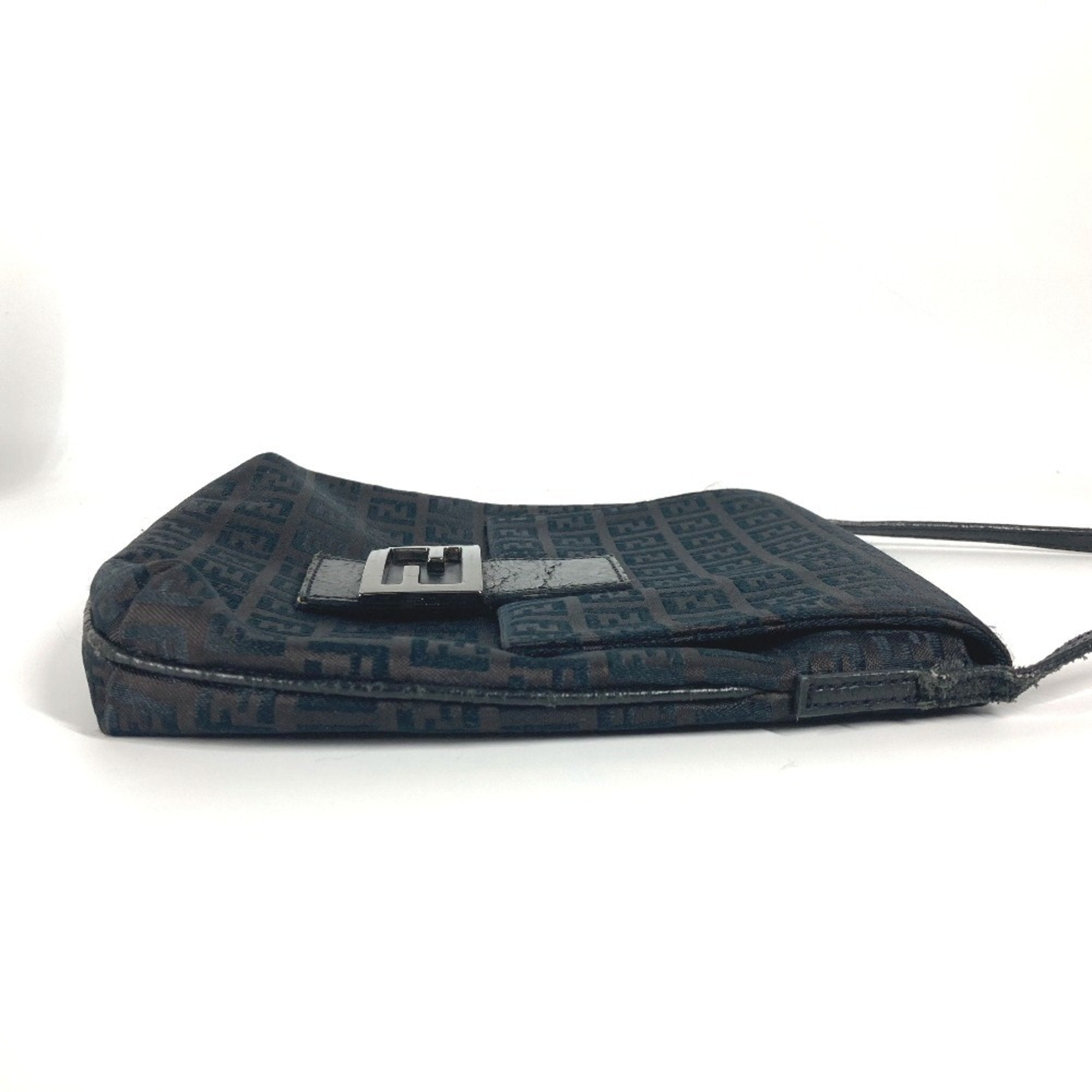 Fendi Black Canvas Leather Pochette Shoulder Bag