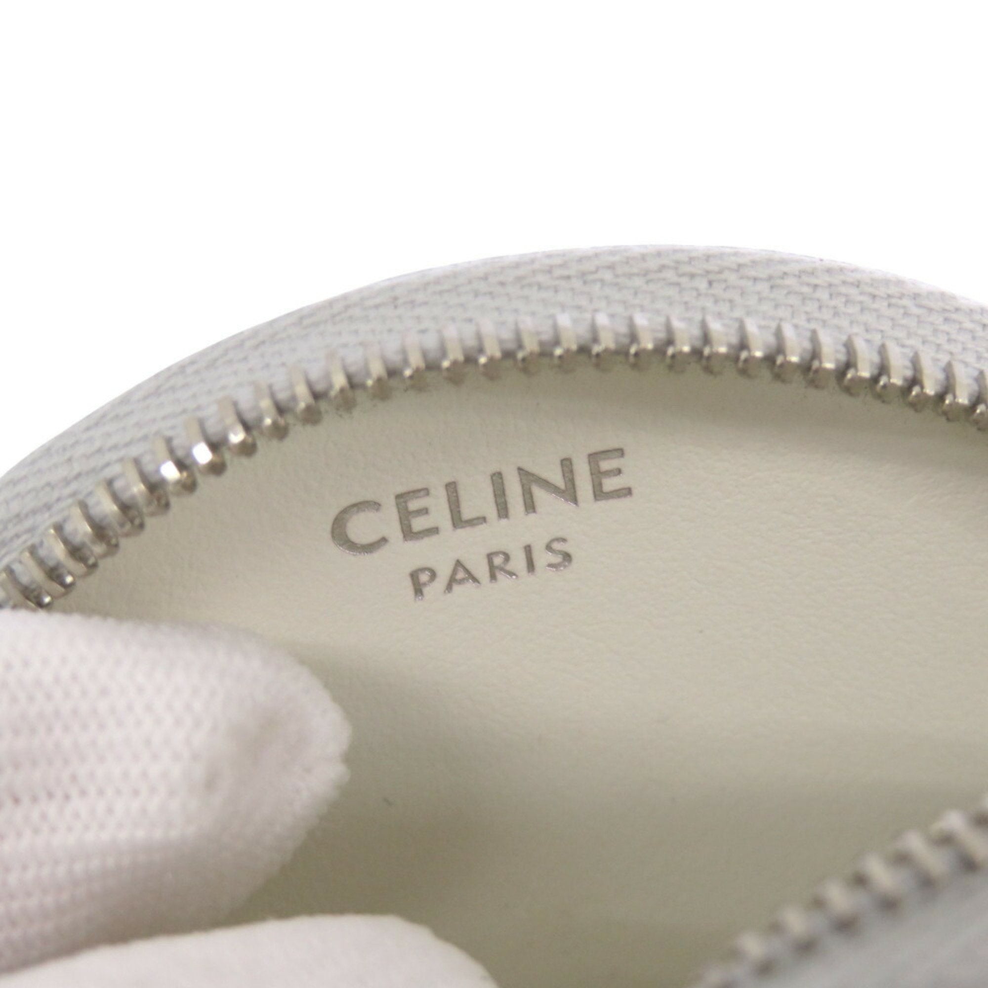 Celine Silver White Leather Coin Purse/Coin Case