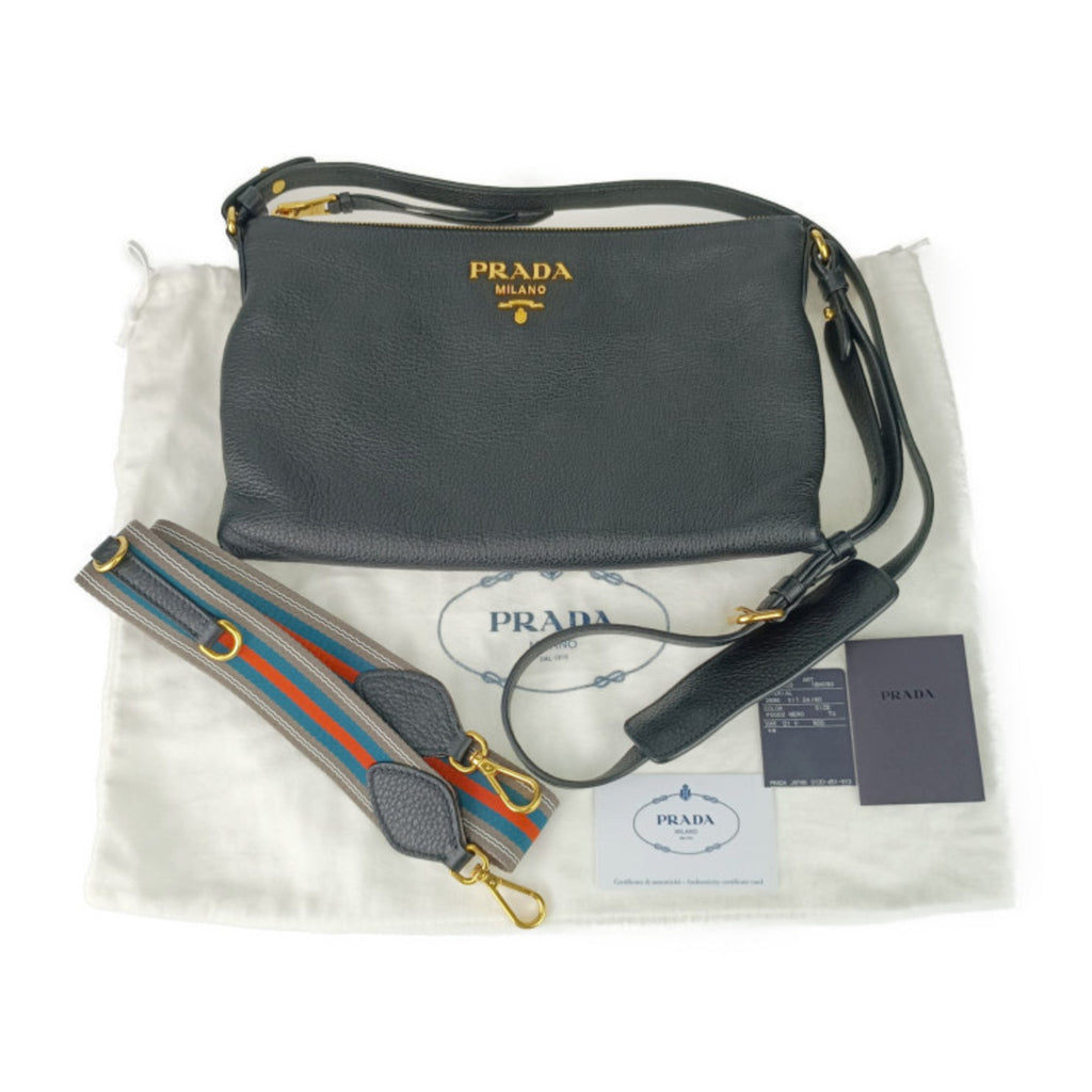 Prada Black Vitello Daino Shoulder Bag