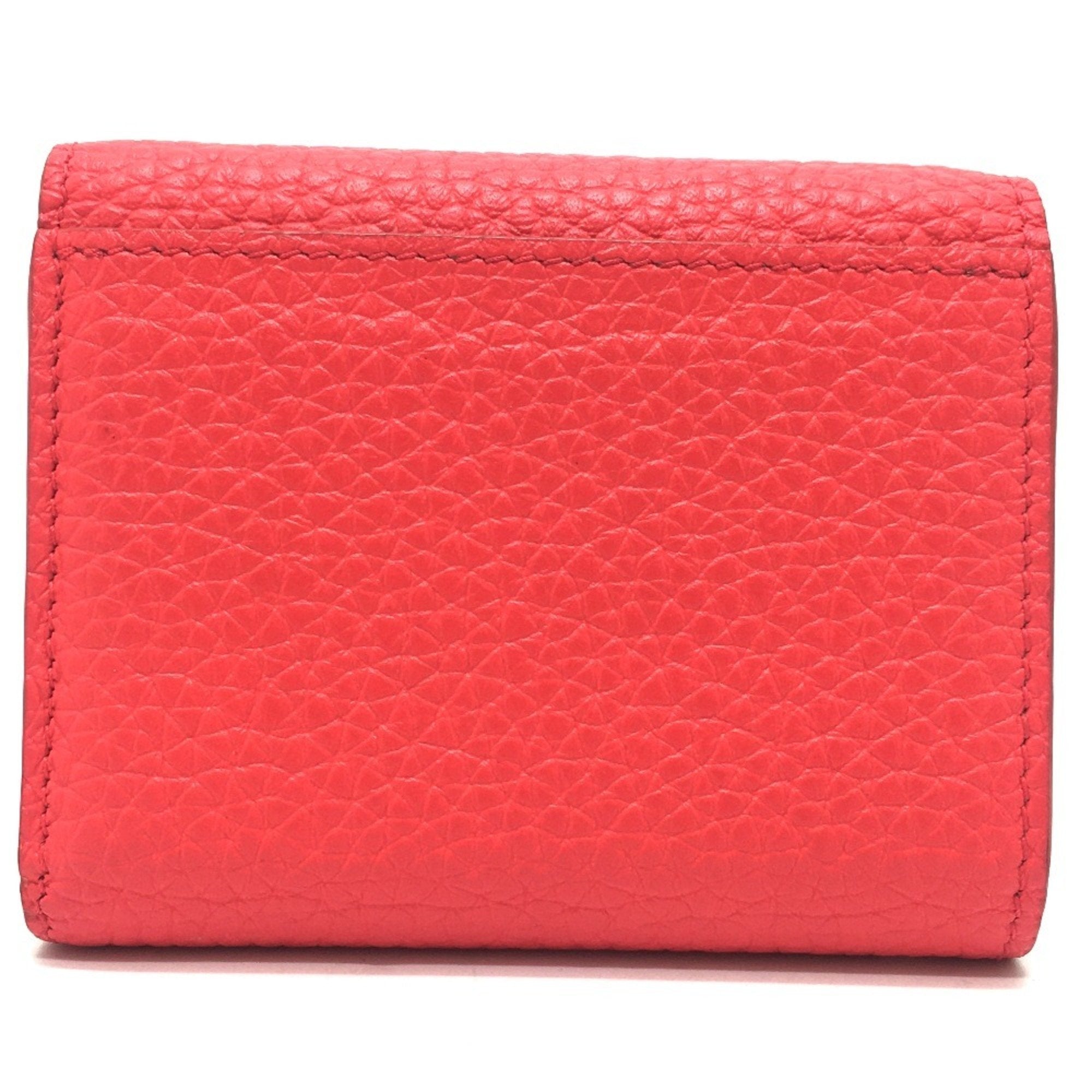 Louis Vuitton Red Color Leather Wallet (Tri-Fold)