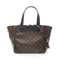 Louis Vuitton Monogram Black Brown Coated Canvas Leather Tote Bag