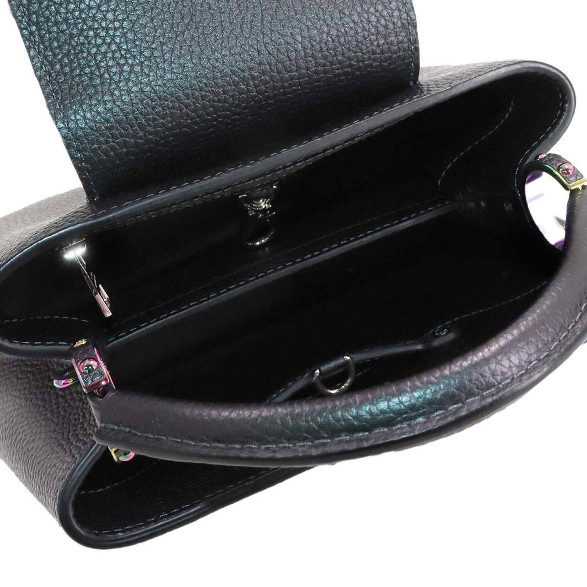 Louis Vuitton Metallic Black Leather Handbag Shoulder Bag