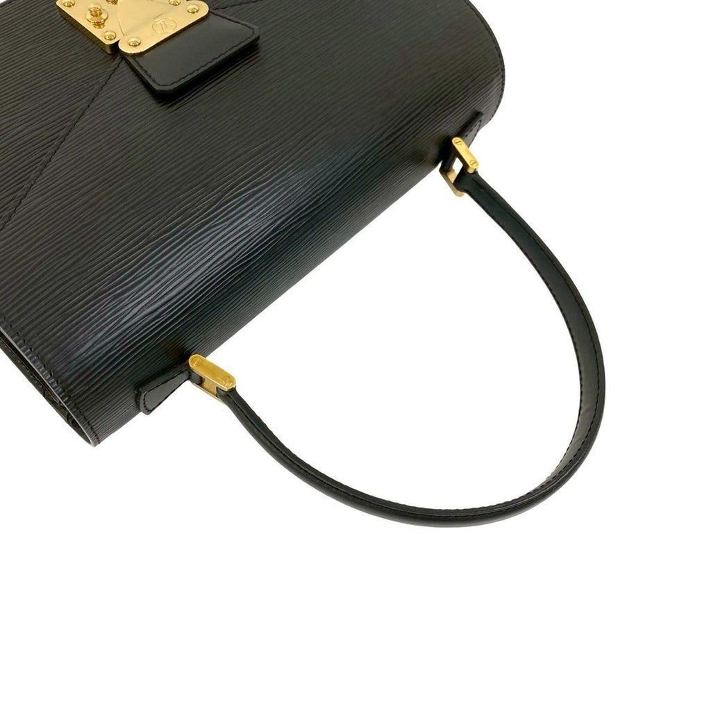 Louis Vuitton Black Leather Handbag Tote Bag