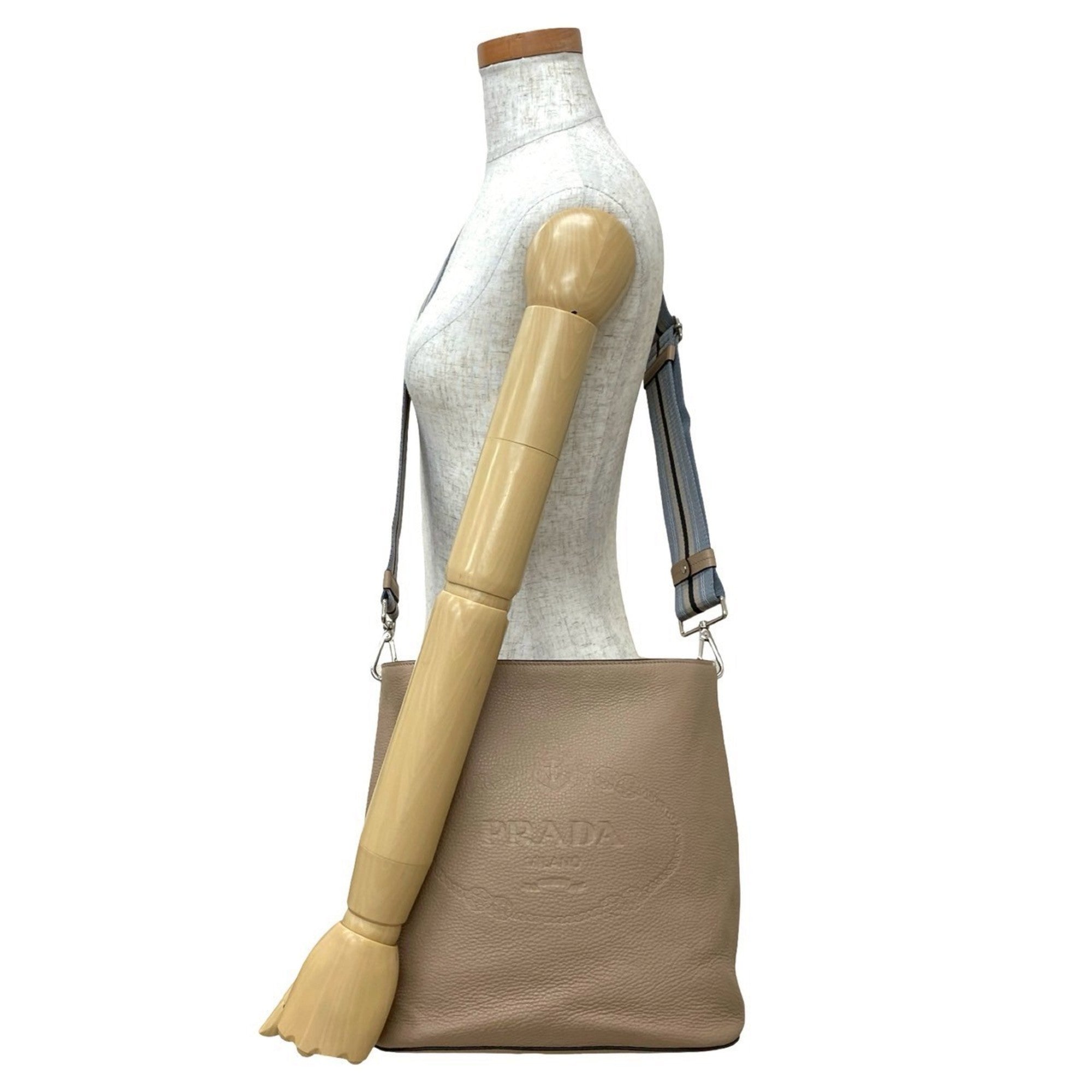 Prada Beige Leather Pochette Shoulder Bag
