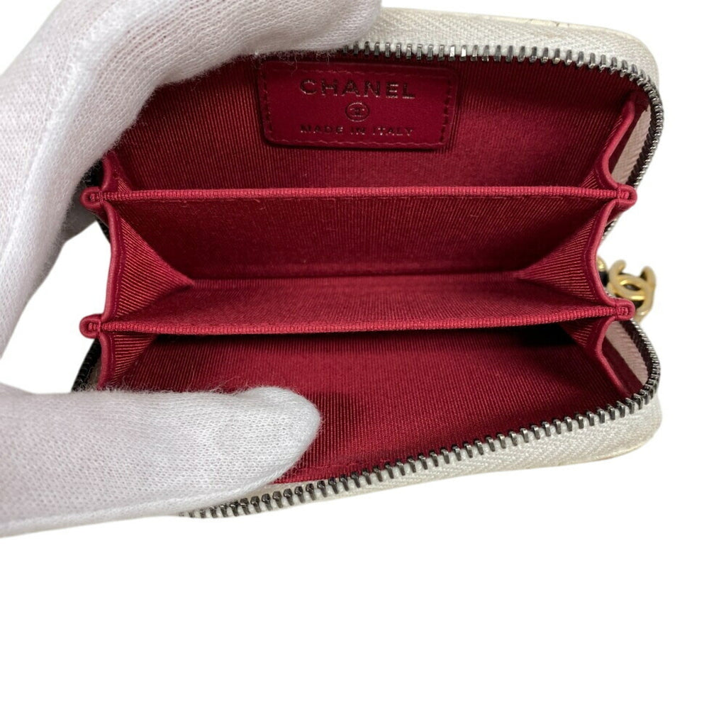 Chanel Black White Leather Coin Purse/Coin Case