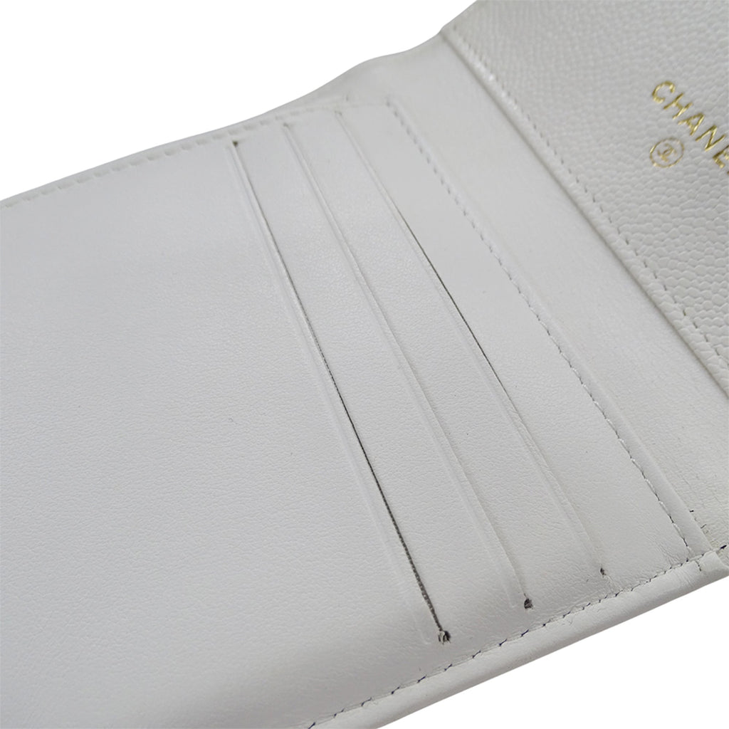 Chanel White Grained Calfskin Wallet (Tri-Fold)