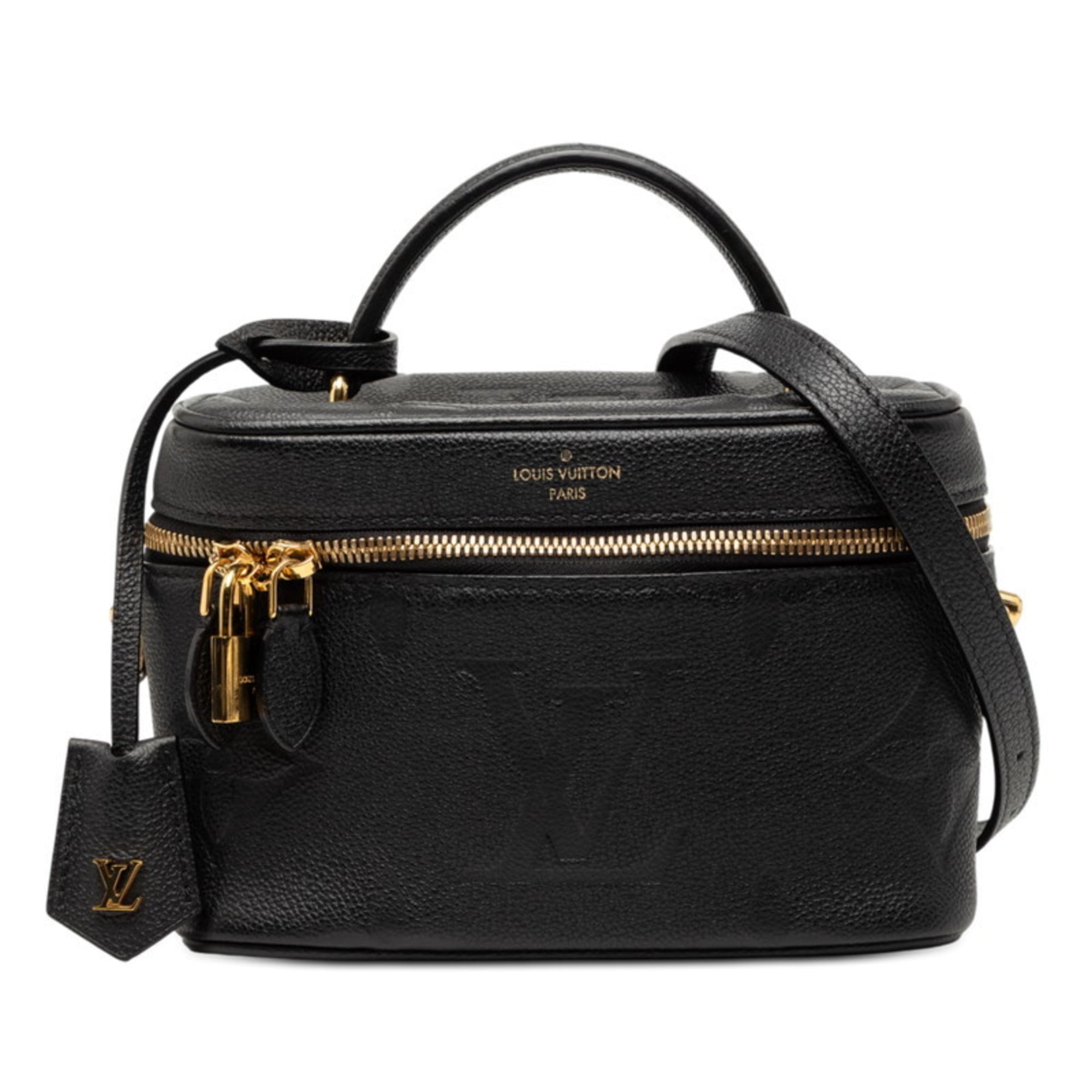 Louis Vuitton Black Leather Shoulder Bag Vanity Bag