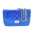 Chanel Blue Leather Shoulder Bag