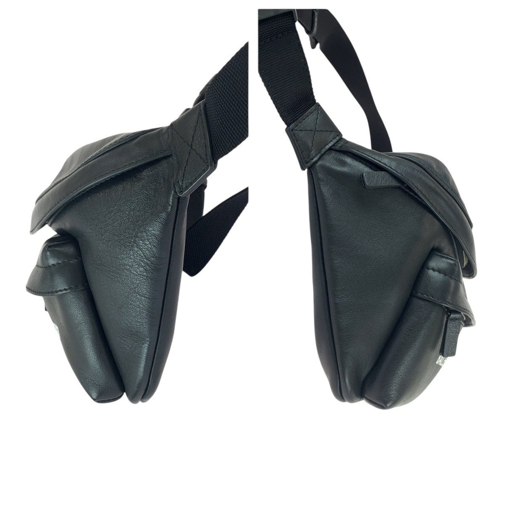 Balenciaga Black White Leather Fanny Pack Sling