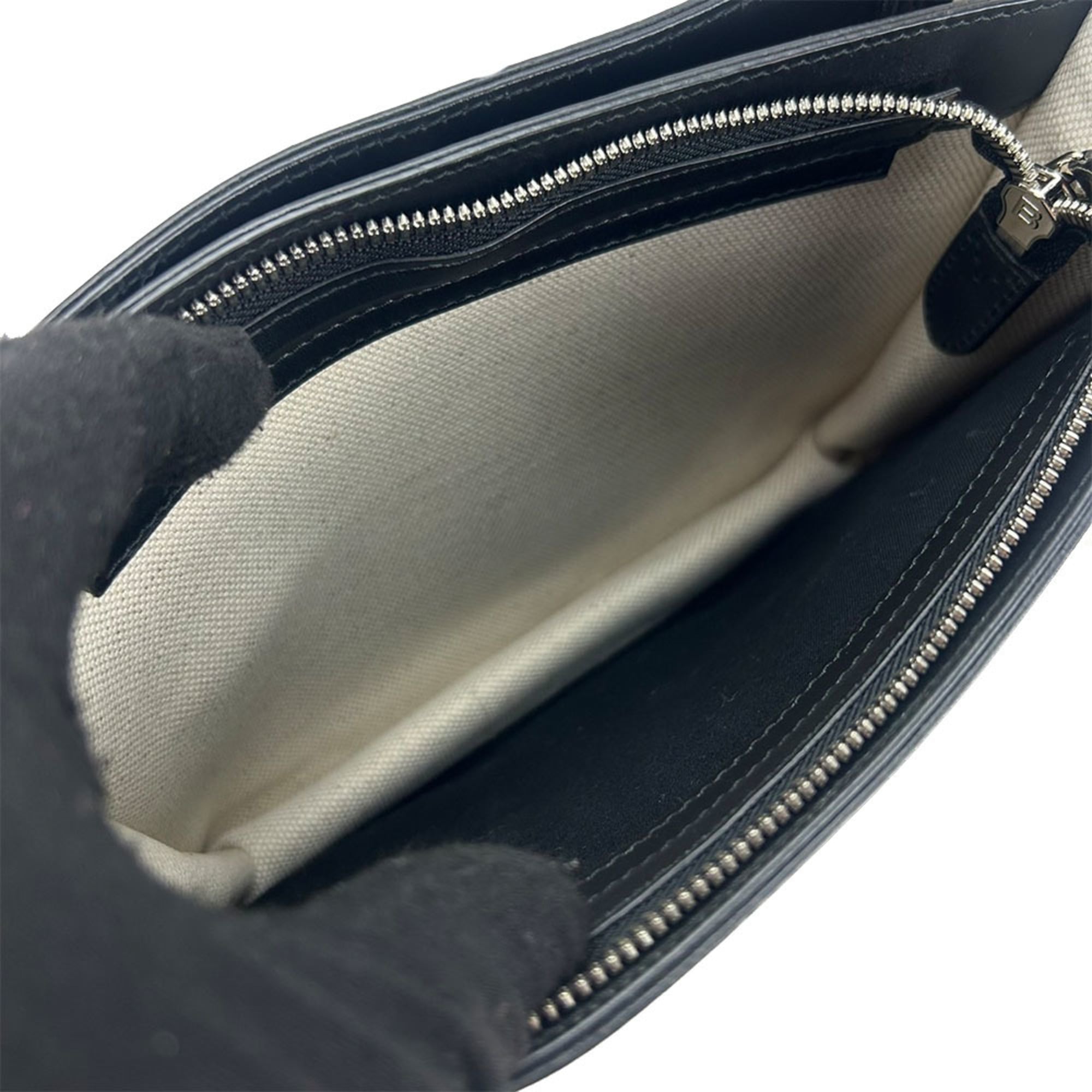 Balenciaga Black Ivory Canvas Leather Pochette Shoulder