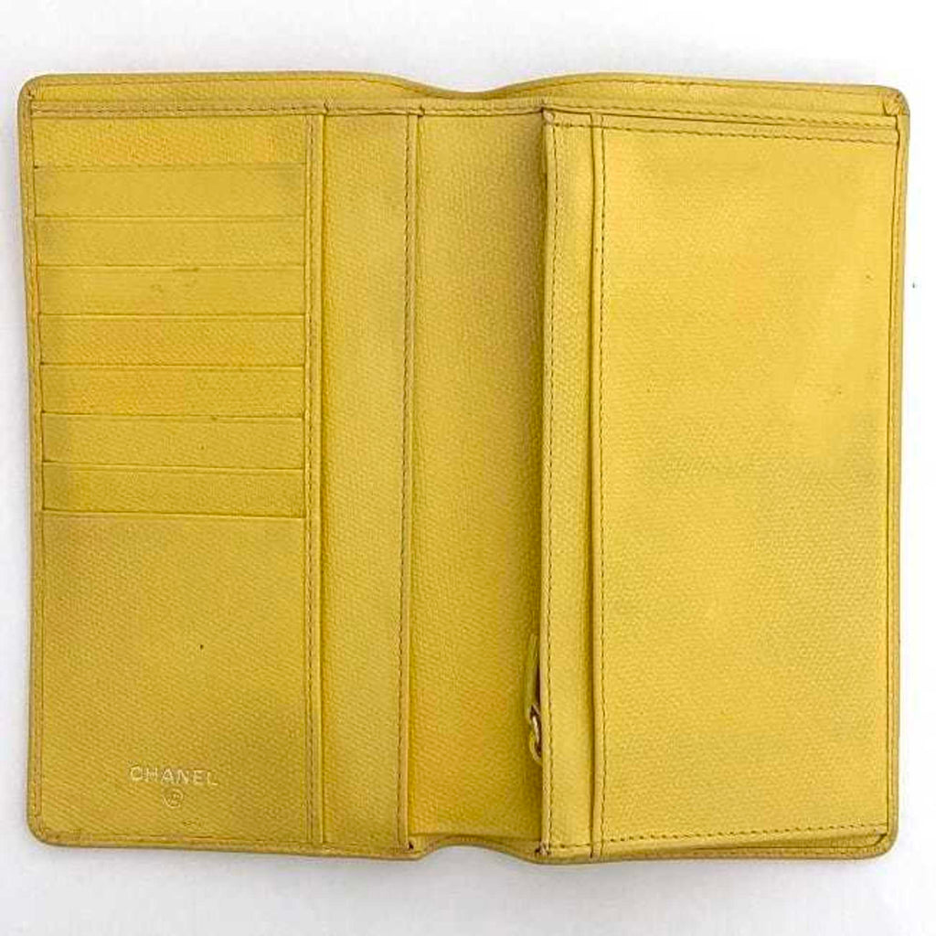 Chanel Yellow Leather Long Wallet (Bi-Fold)