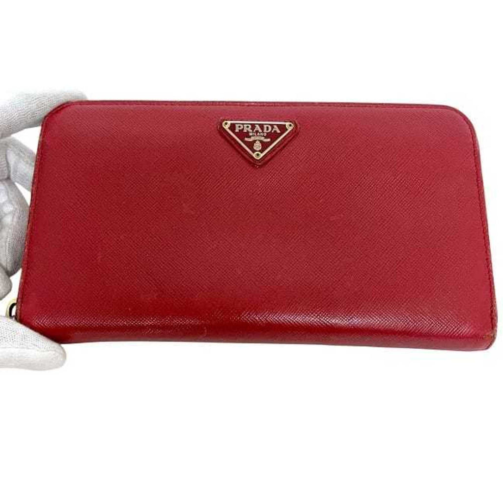 Prada Red Color Saffiano Long Wallet (Bi-Fold)