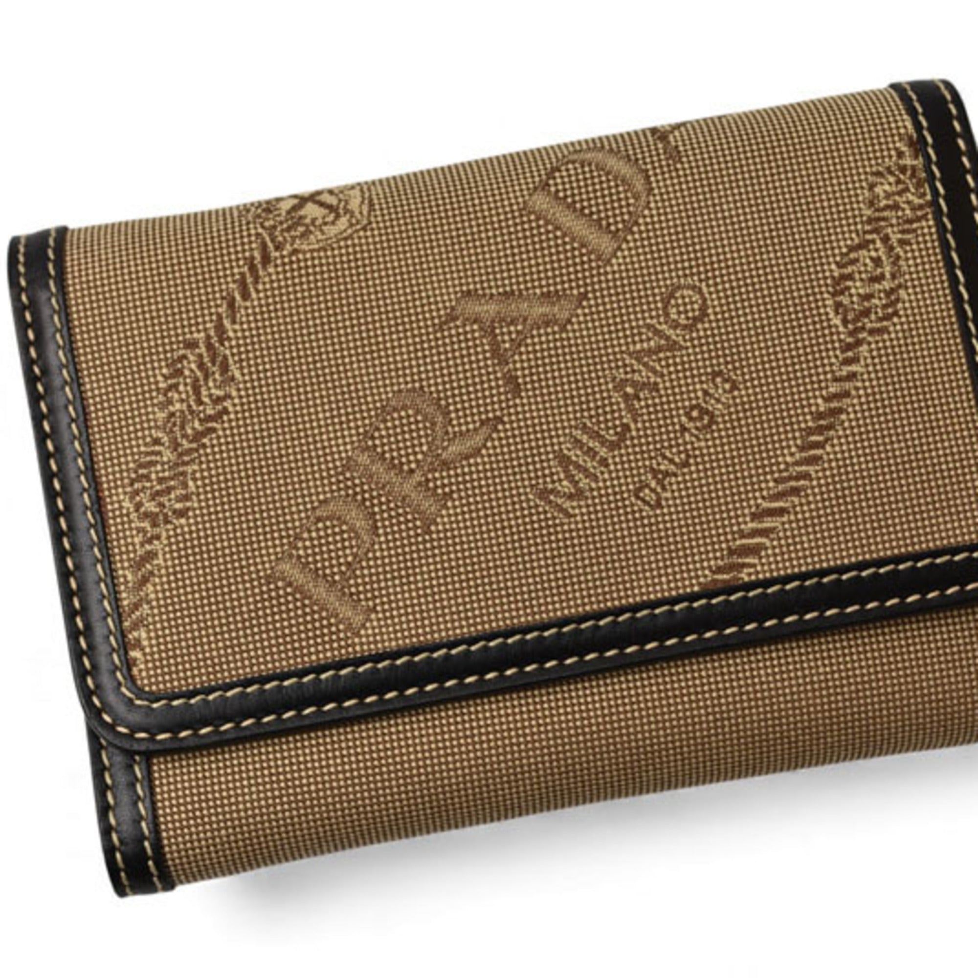 Prada Beige Black Canvas Wallet (Tri-Fold)