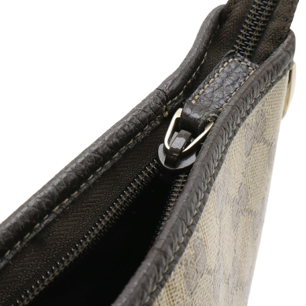 Gucci Beige Dark Brown Gg Crystal Coated Canvas Leather Shoulder Bag (Pre-Owned)
