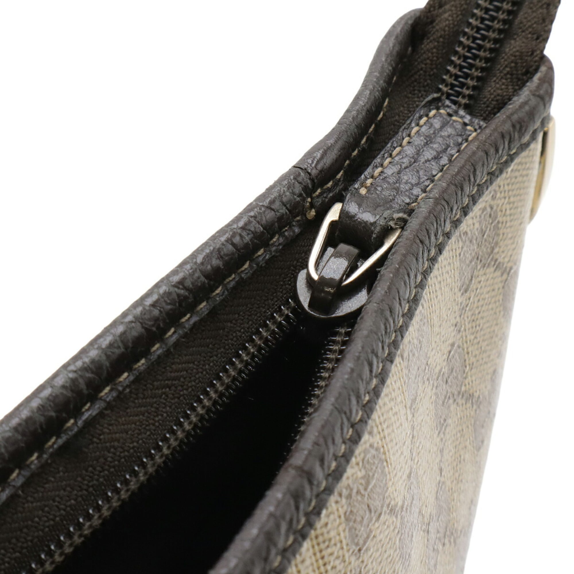 Gucci Beige Dark Brown Gg Crystal Coated Canvas Leather Shoulder Bag (Pre-Owned)