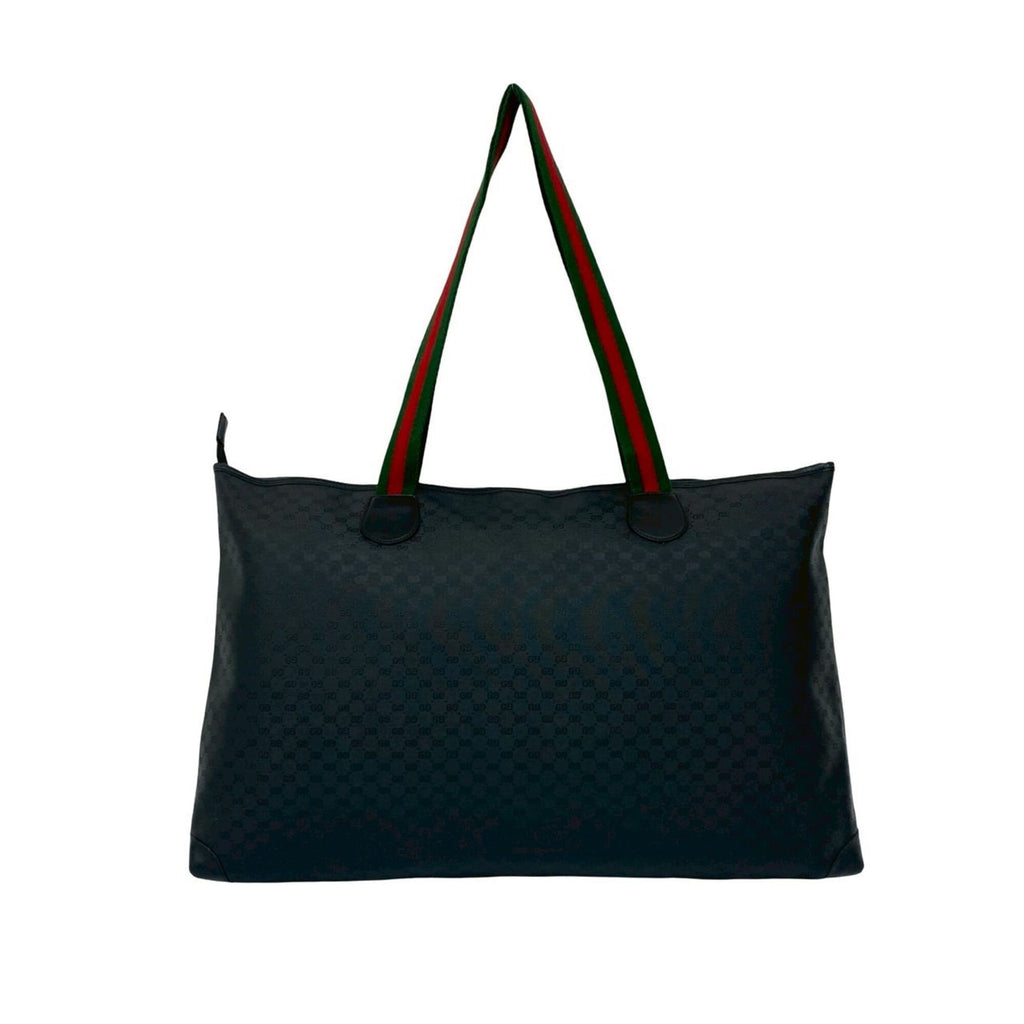 Gucci Black Green Red Color Leather Pvc Tote Bag (Pre-Owned)