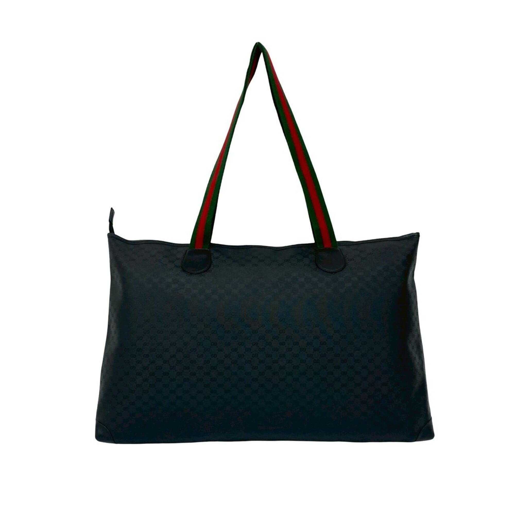 Gucci Black Green Red Color Leather Pvc Tote Bag (Pre-Owned)