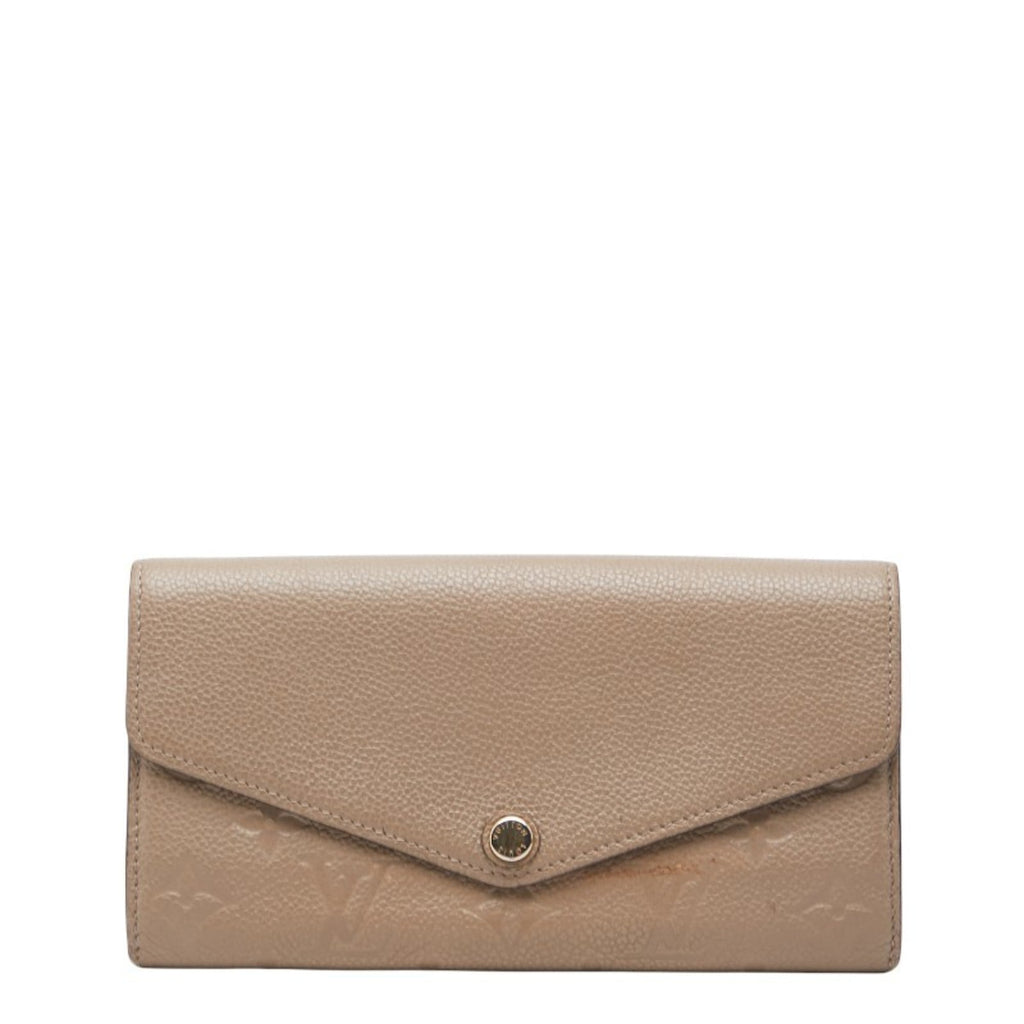Louis Vuitton Beige Leather Long Wallet (Tri-Fold)