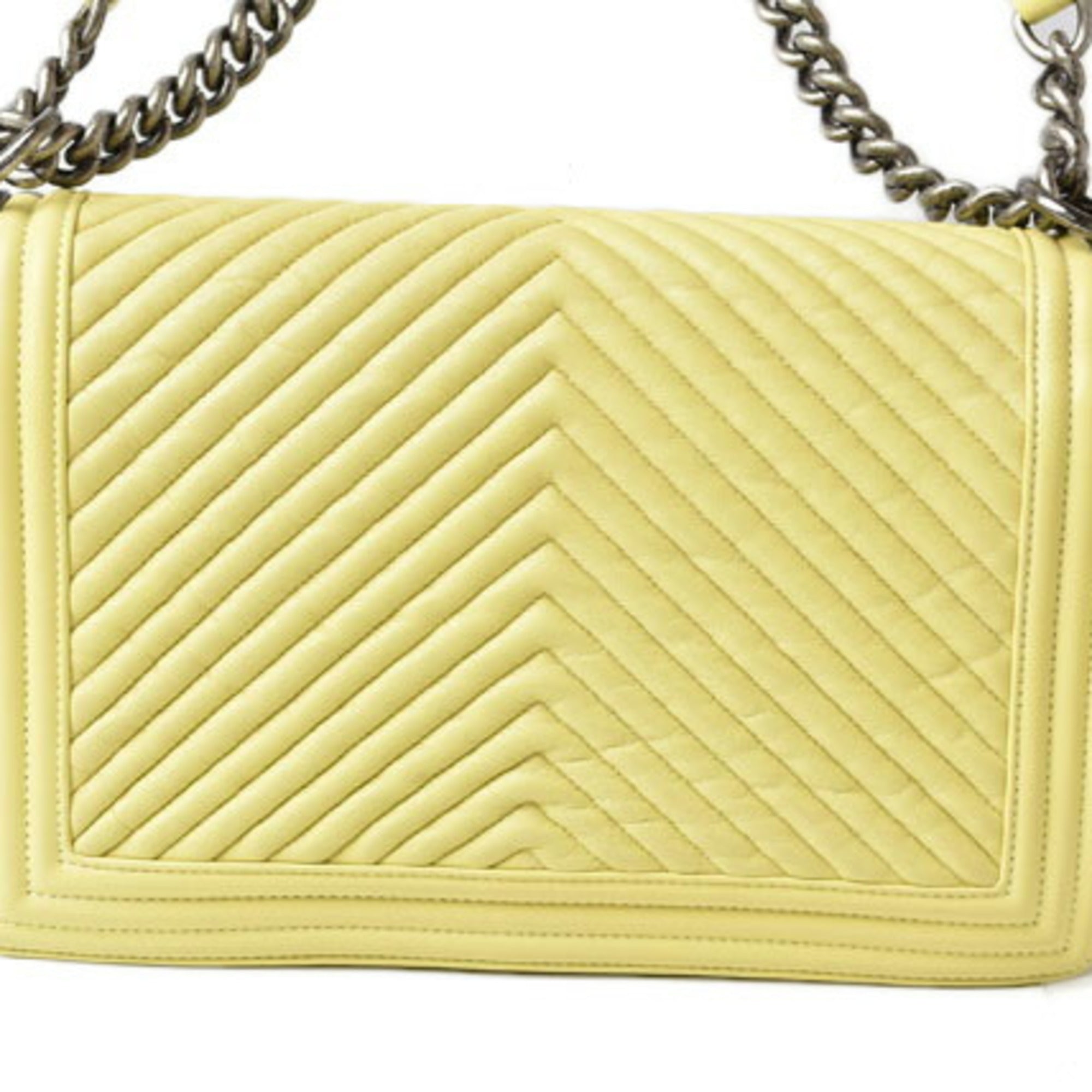 Chanel Yellow Leather Clutch Bag Shoulder Bag