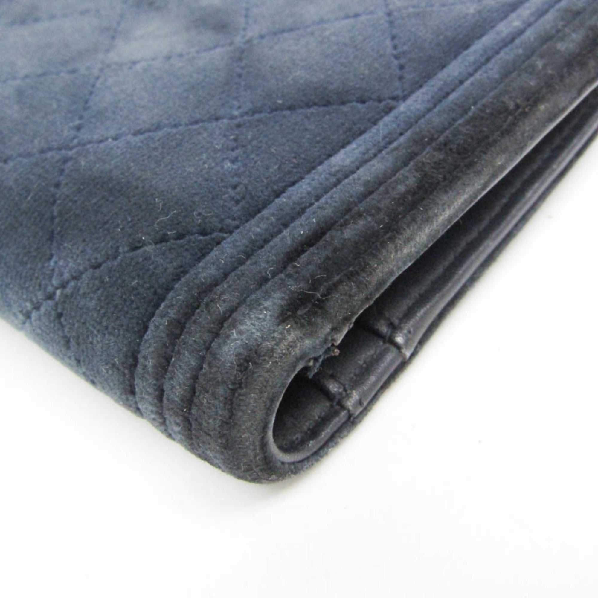 Chanel Boy Chanel Dark Navy Leather Long Wallet (Bi-Fold)