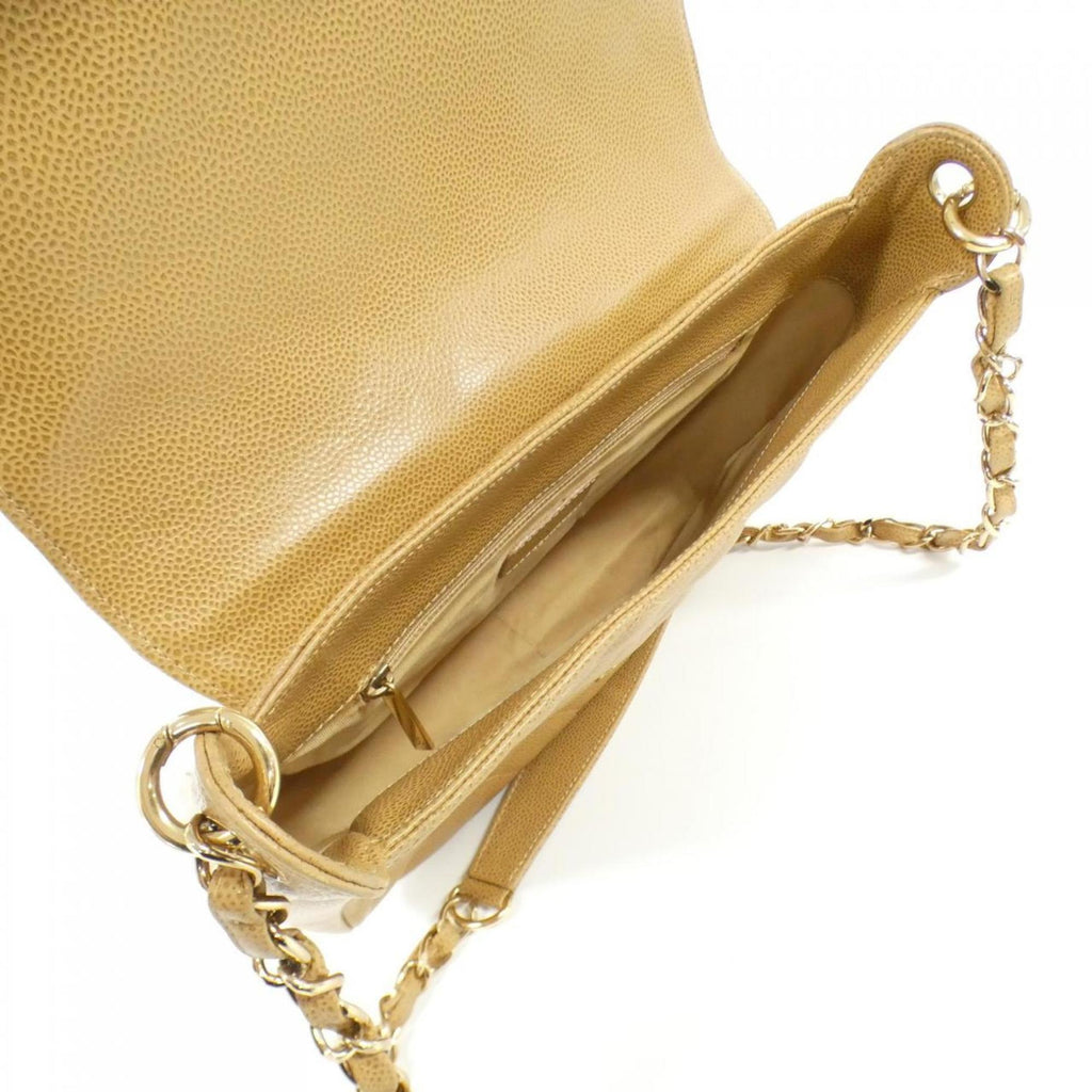 Chanel Beige Grained Calfskin Shoulder Bag