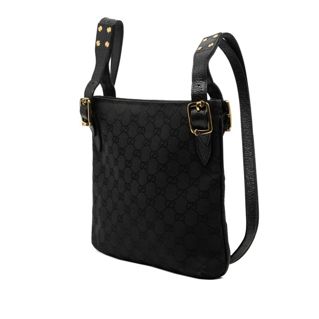 Gucci Black Canvas Leather Shoulder Bag (Pre-Owned)