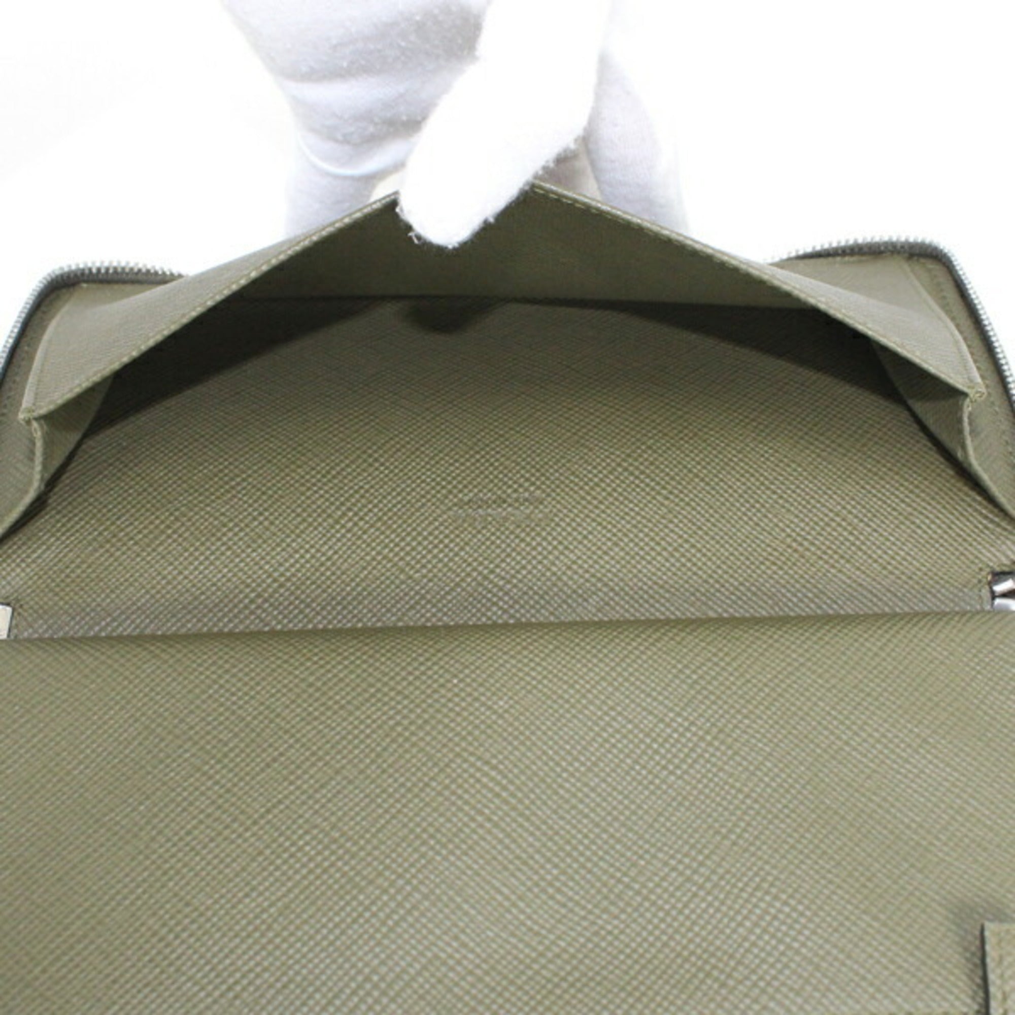 Prada Khaki Saffiano Long Wallet (Bi-Fold)