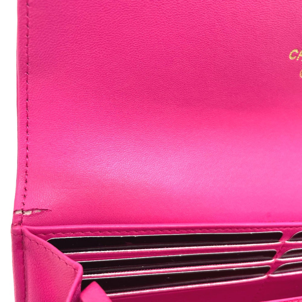 Chanel Pink Leather Long Wallet (Bi-Fold)