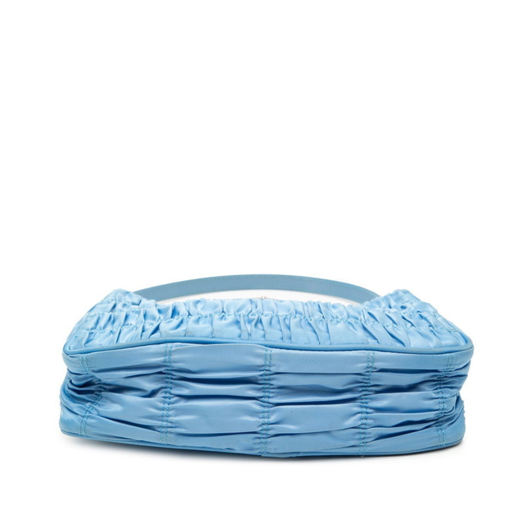 Prada Light Blue Nylon Leather Handbag Shoulder Bag
