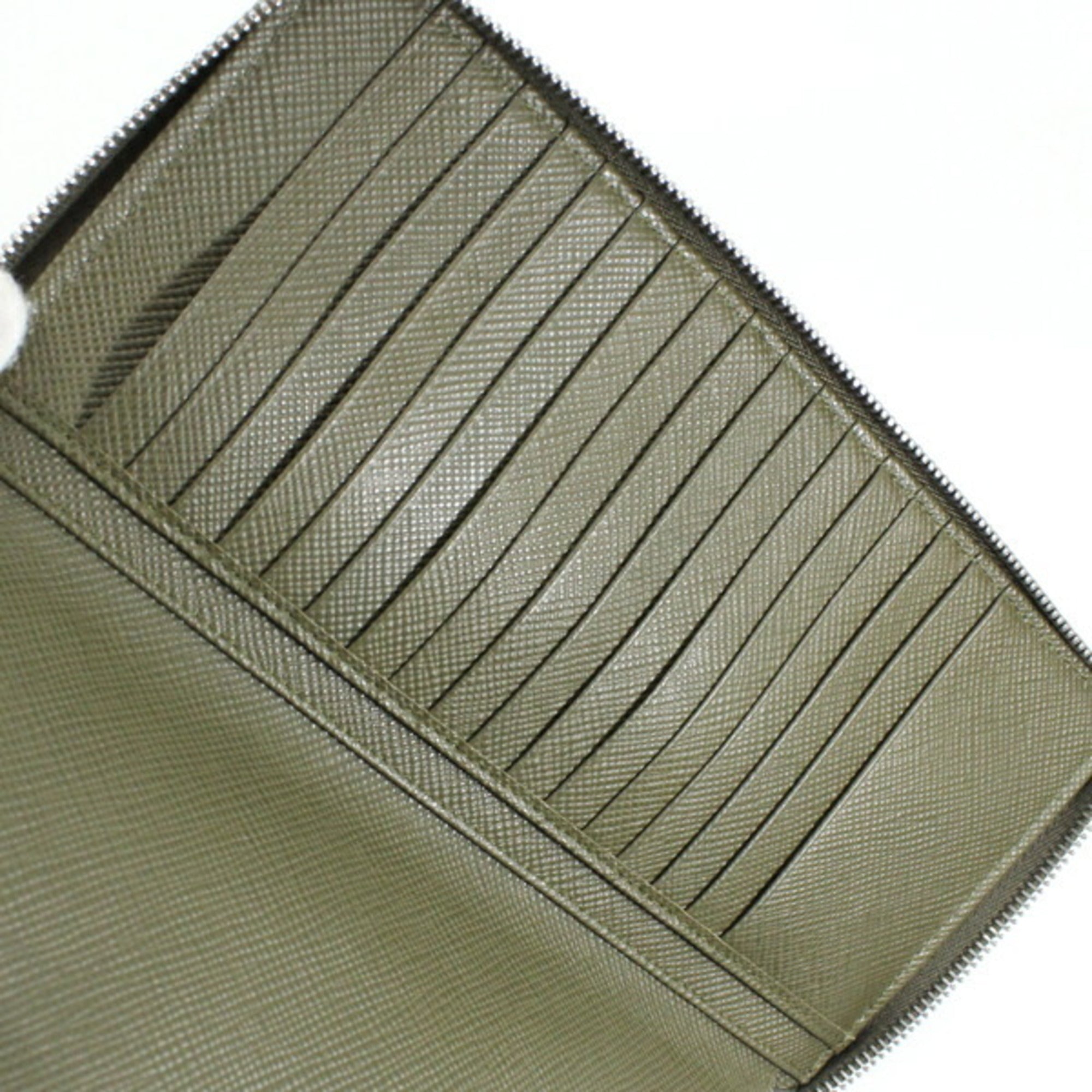 Prada Khaki Saffiano Long Wallet (Bi-Fold)